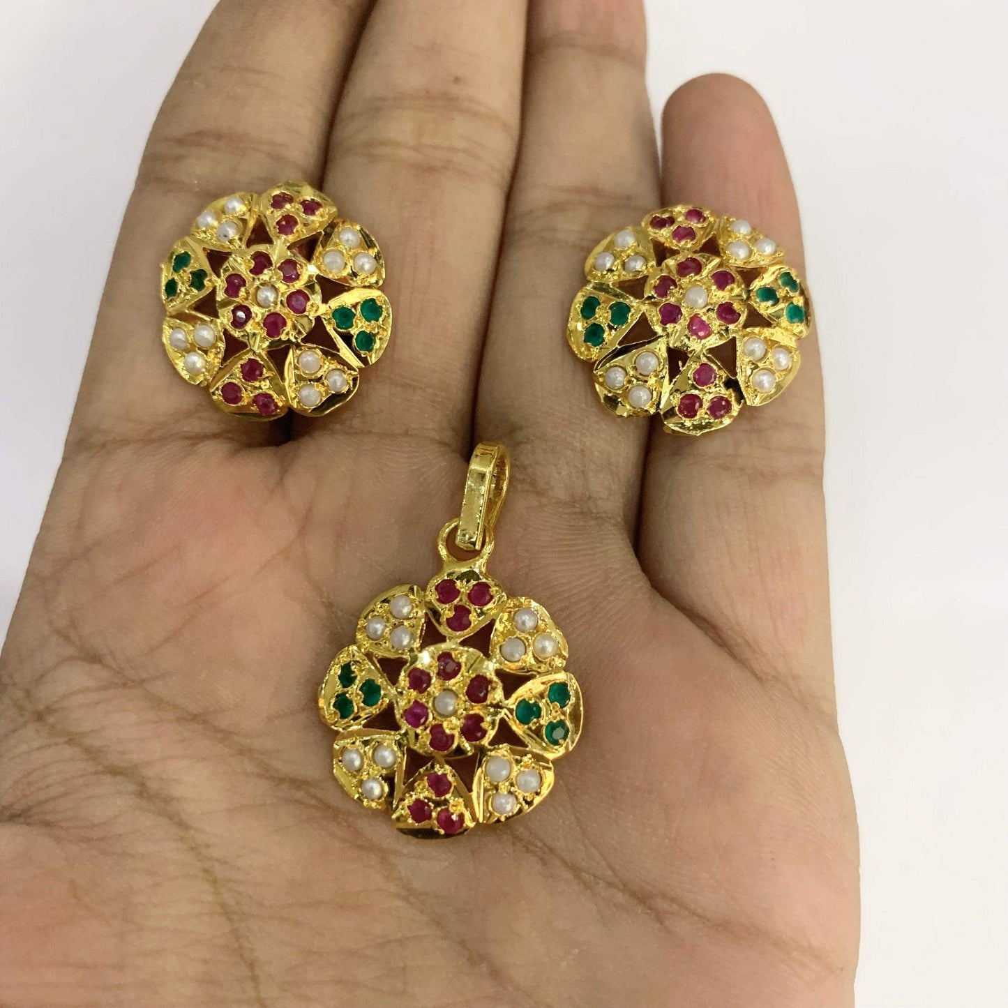 Jadau pendent set 45678912 - Vijay & Sons