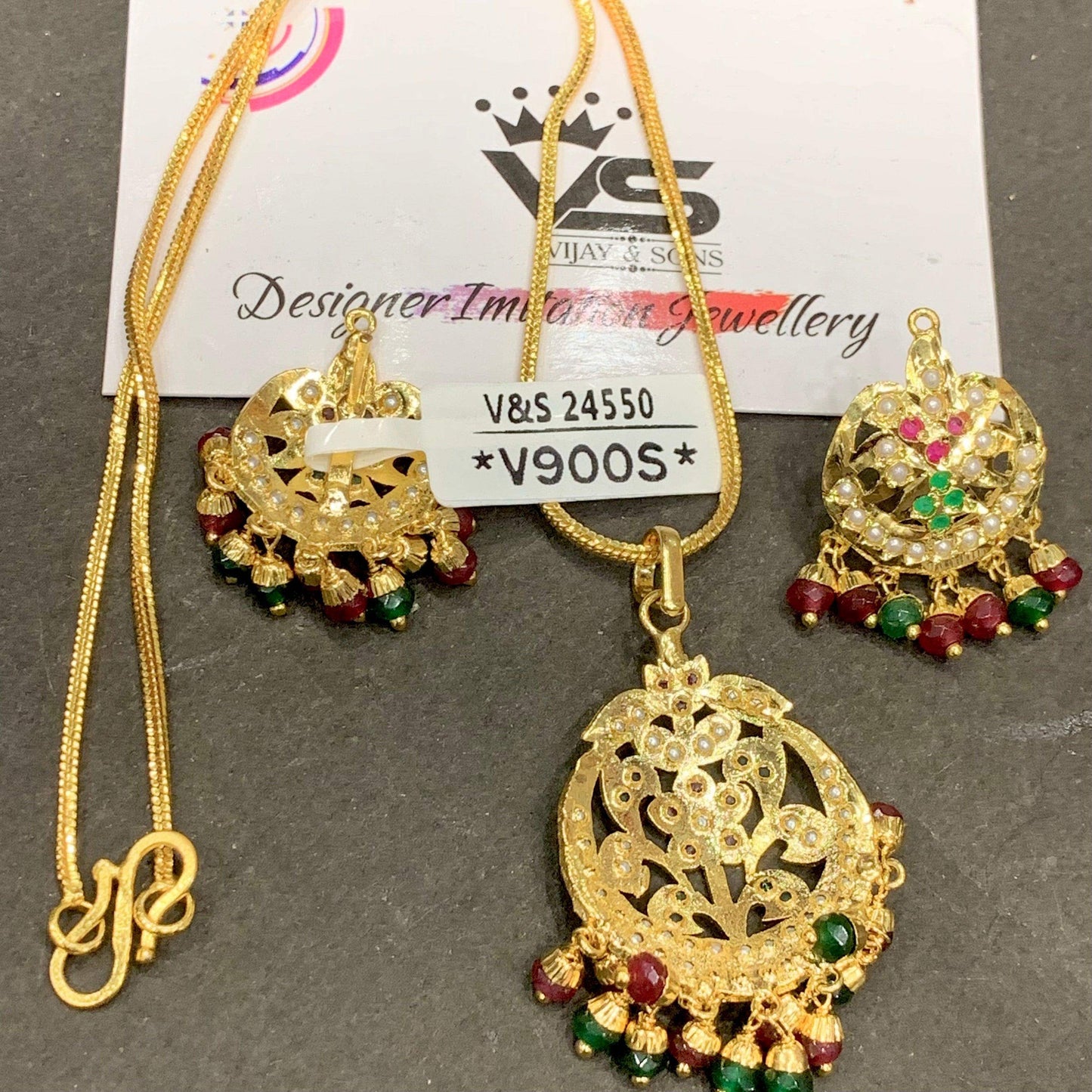 Jadau Pendant Set 84915 - Vijay & Sons