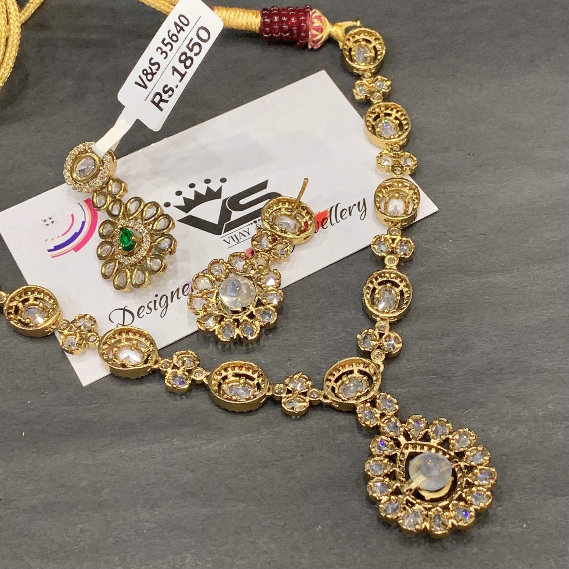Zircon Necklace Set 468356 - Vijay & Sons