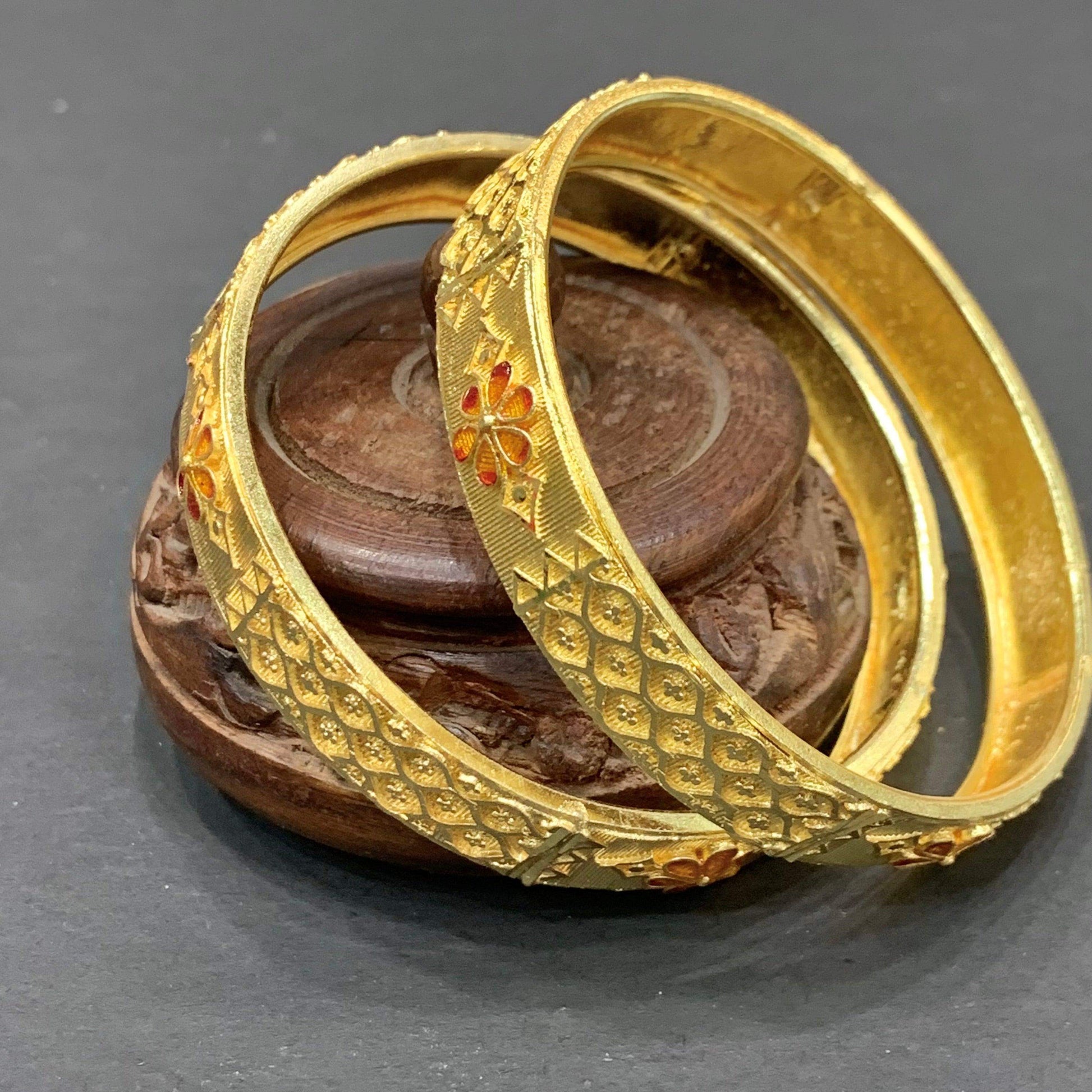 Gold Platted Bangles 67266 - Vijay & Sons