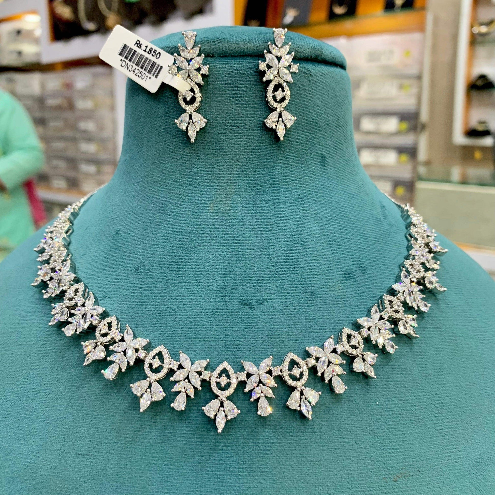 zircon Necklace Set 104820 - Vijay & Sons