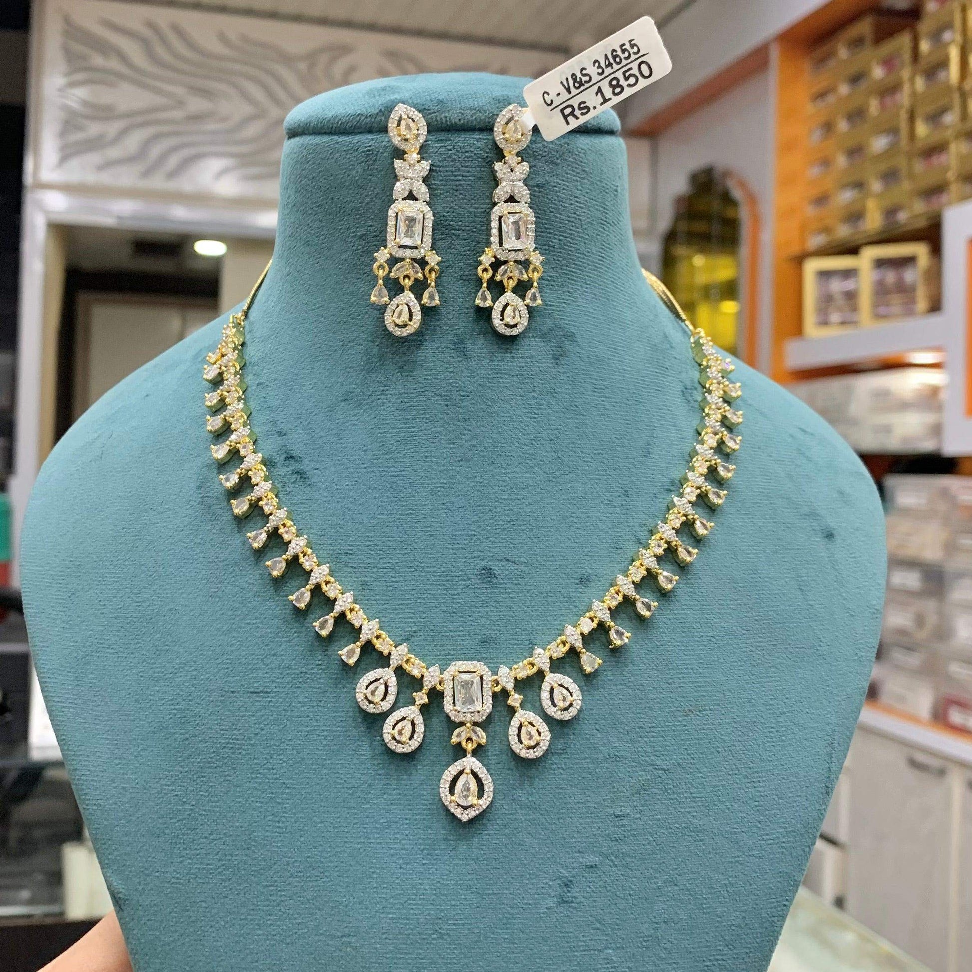 Zircon Necklace Set 12344 - Vijay & Sons