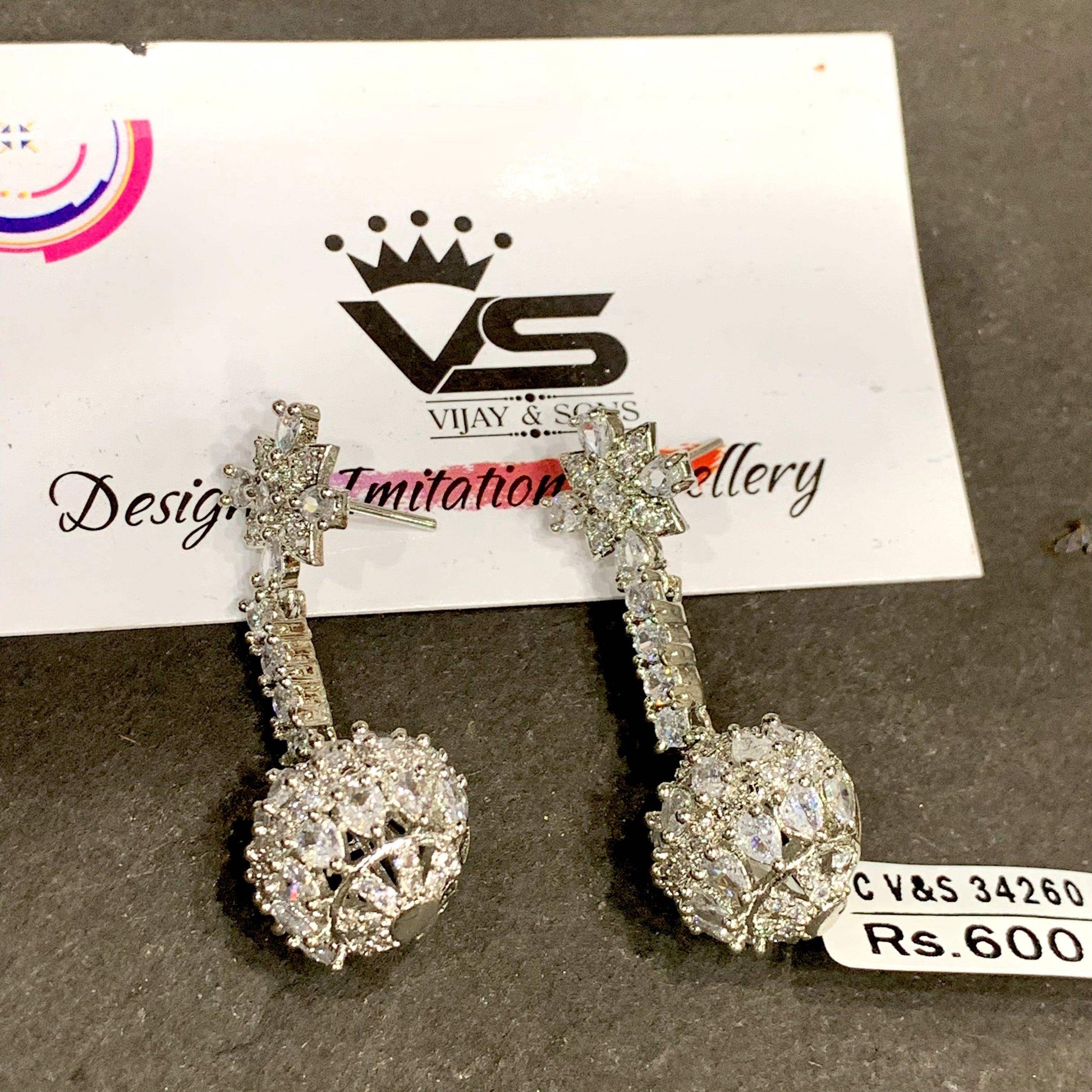 Zircon Earrings 52654 - Vijay & Sons