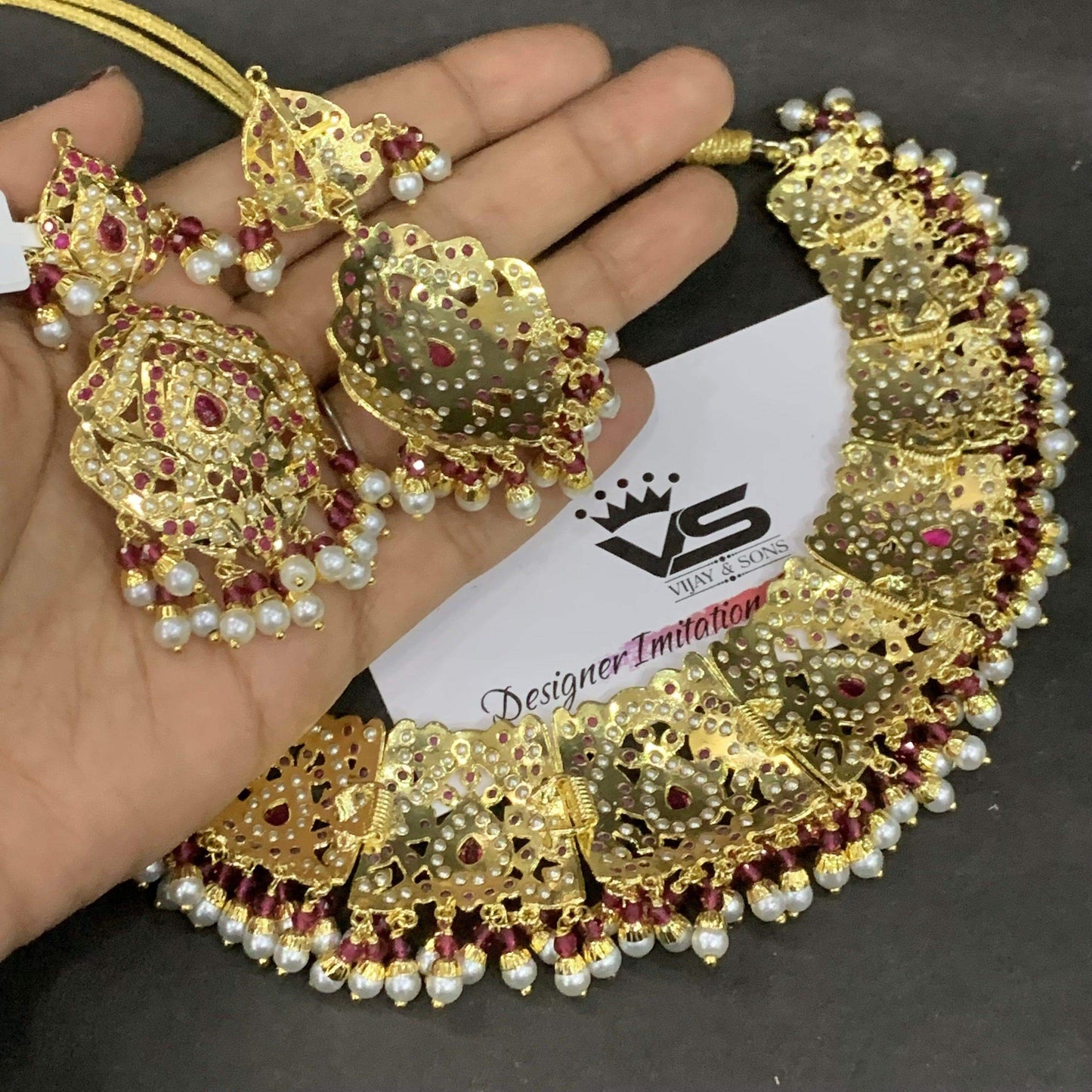 Jadau Necklace set 585749 - Vijay & Sons