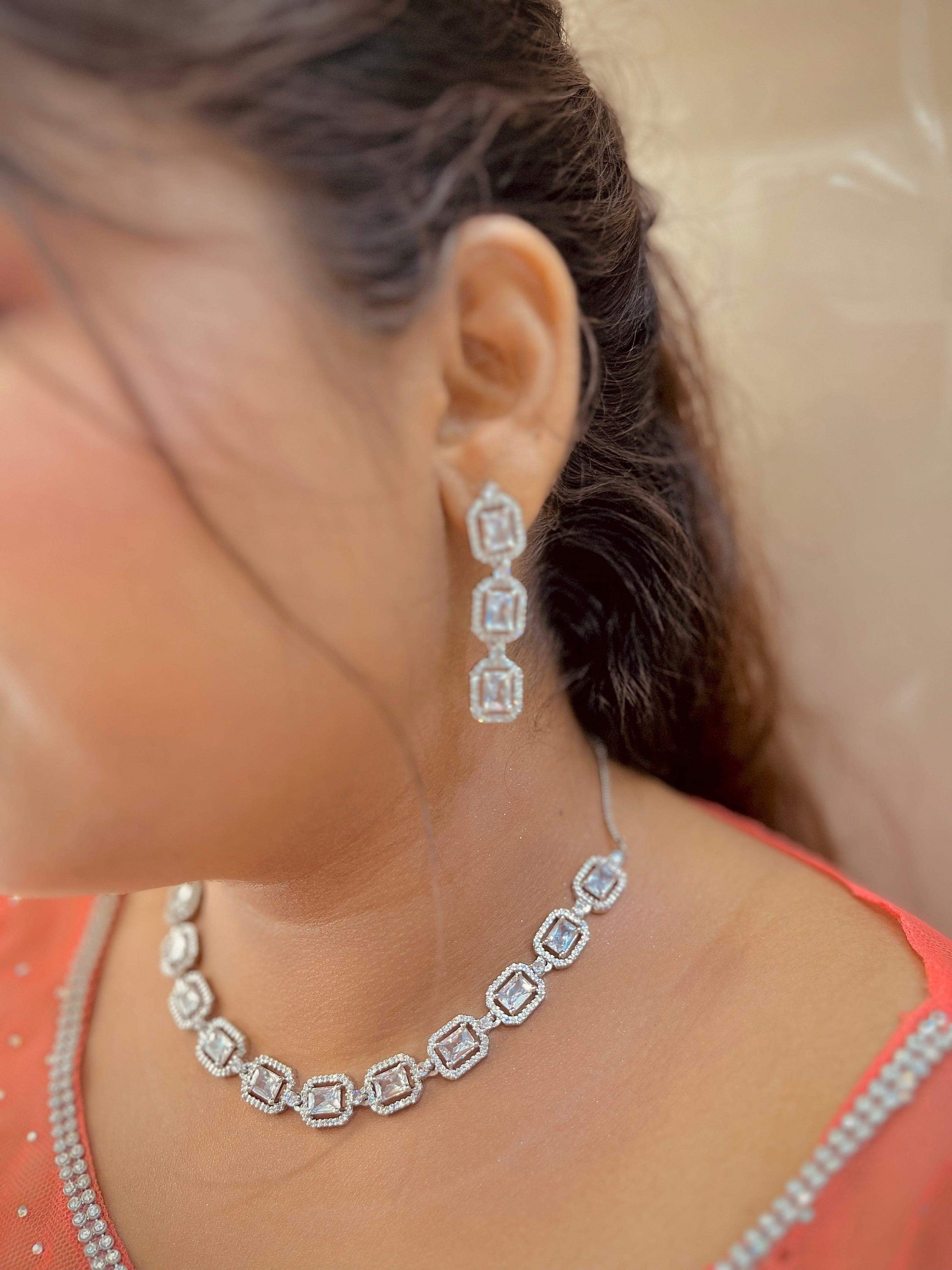 Zircon Necklace Sets 25884 - Vijay & Sons