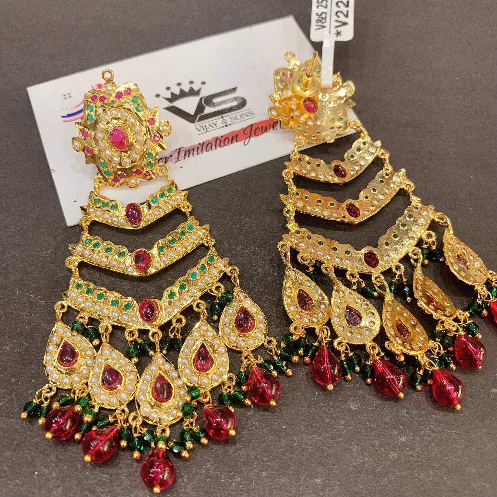 Jadau Earrings 64987 - Vijay & Sons
