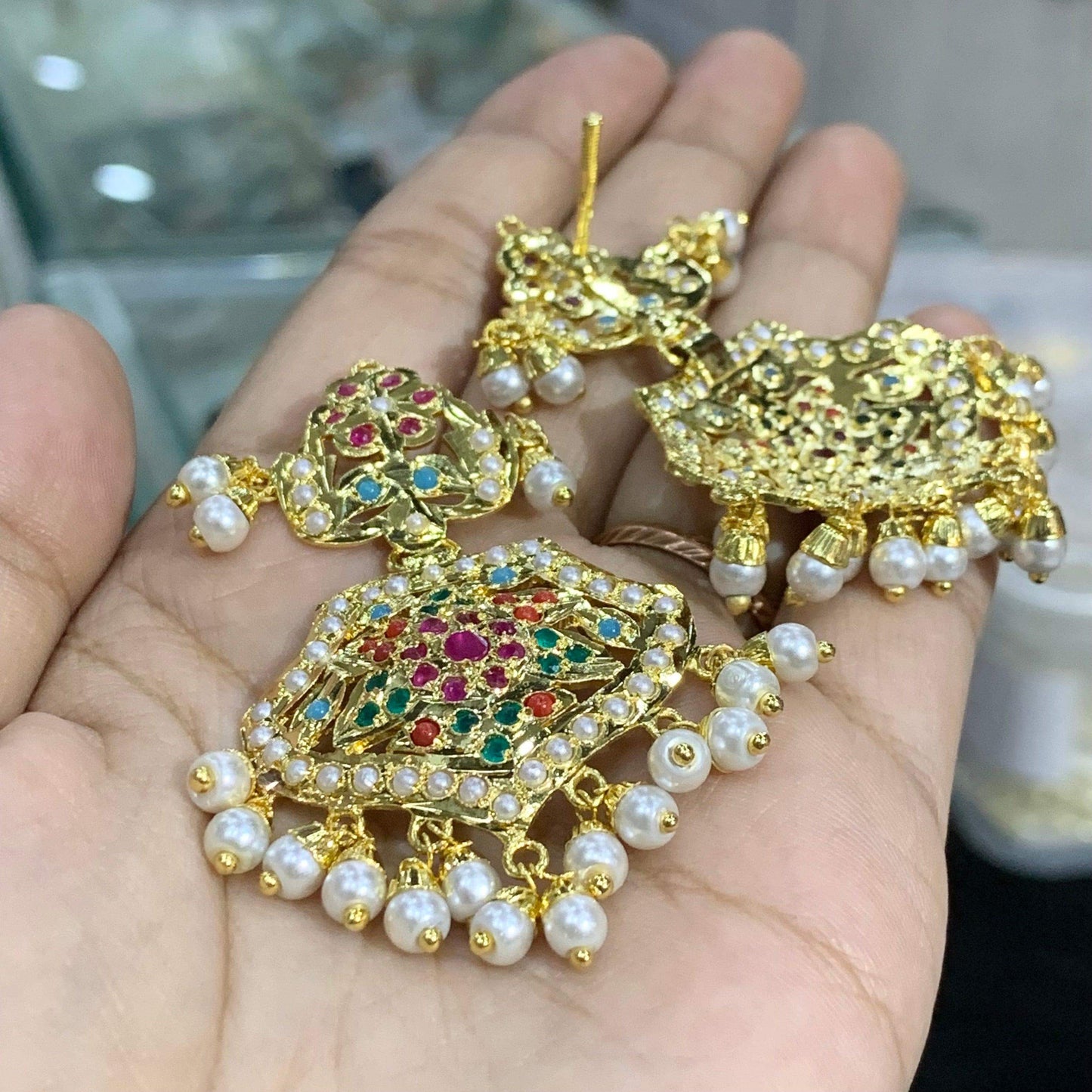 Jadau Tikka Earrings 319471 - Vijay & Sons