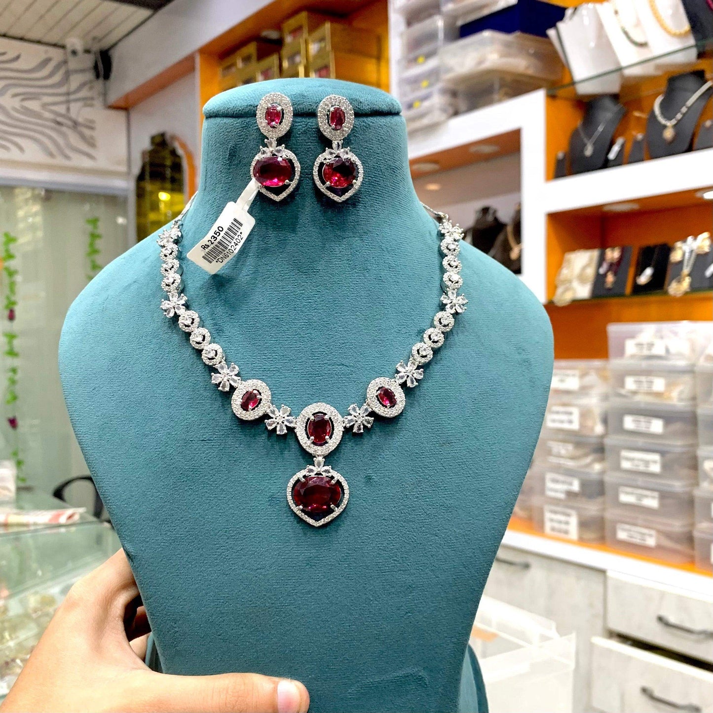 Zircon Necklace Set 65789 - Vijay & Sons