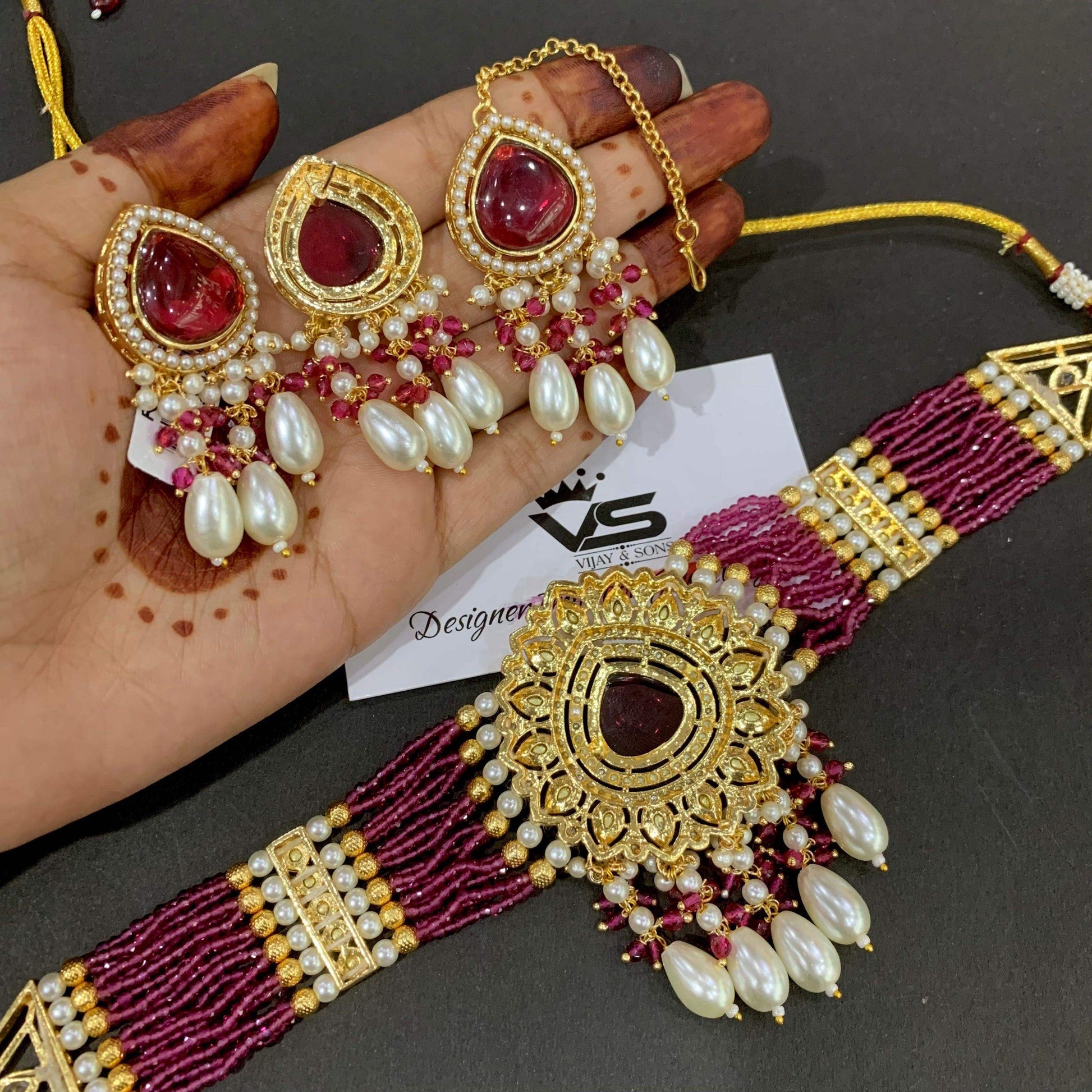 Kundan Necklace Set 56790 - Vijay & Sons
