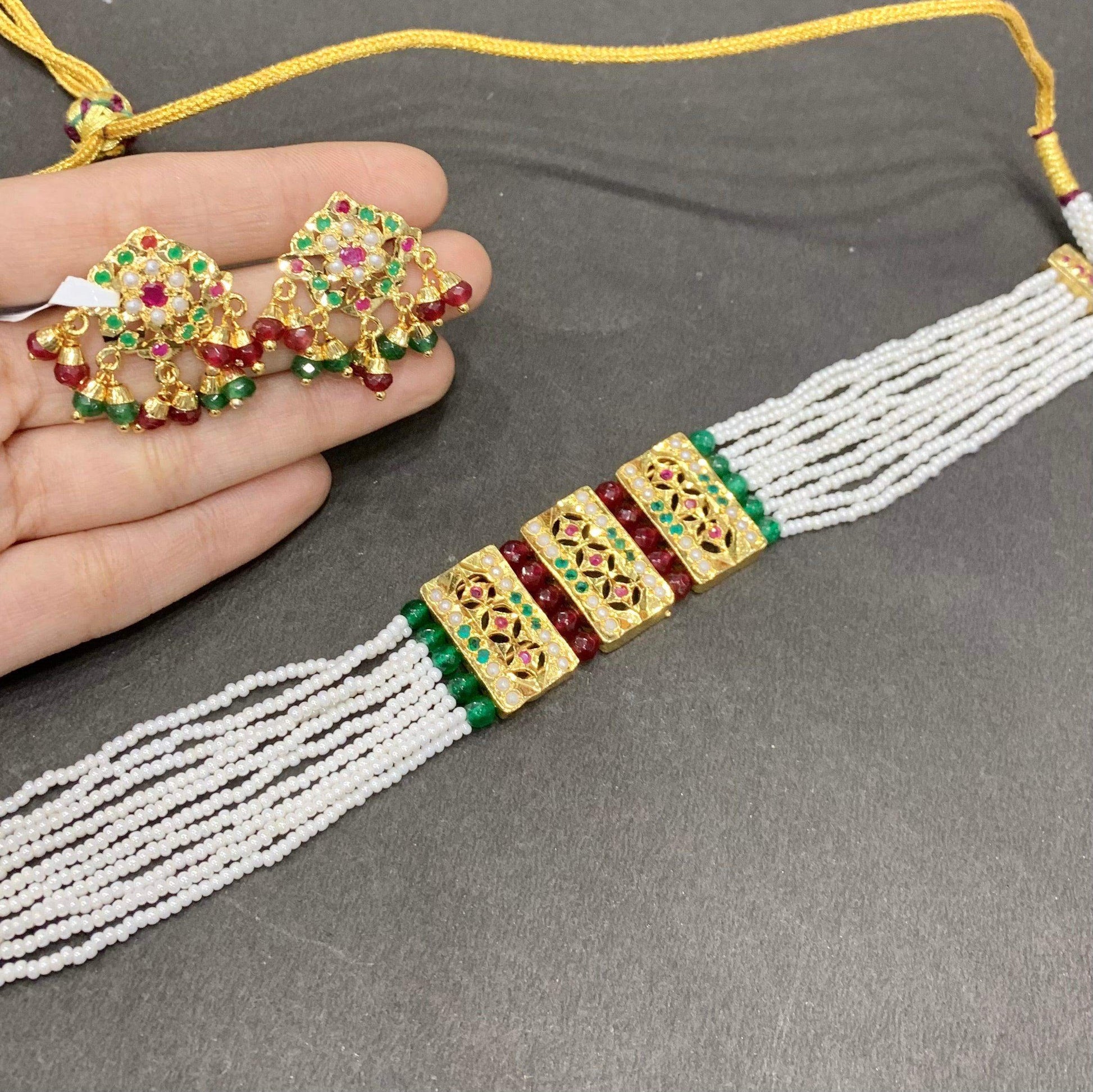Jadau Choker Set 9775678 - Vijay & Sons