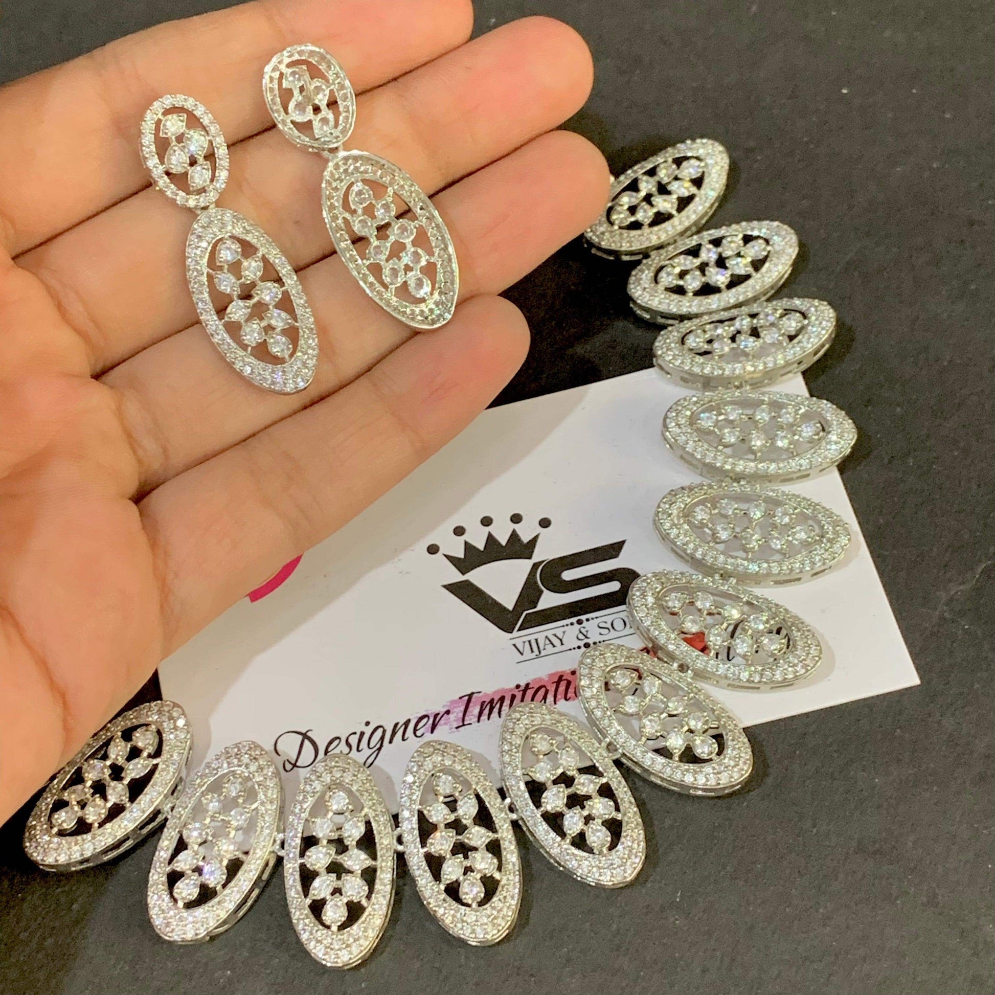 Zircon Necklace set 47899 - Vijay & Sons