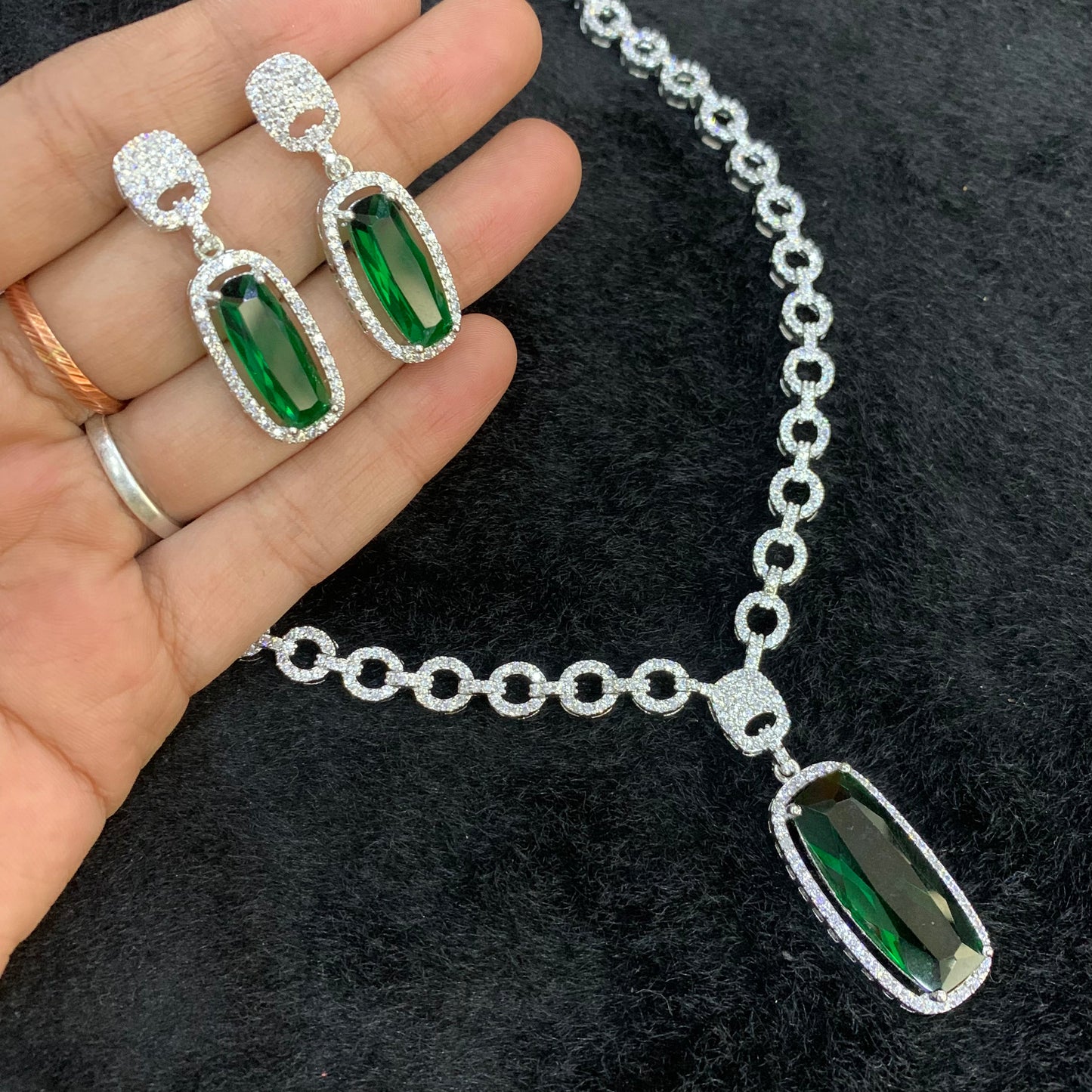 Zircon Necklace Set 478467 - Vijay & Sons