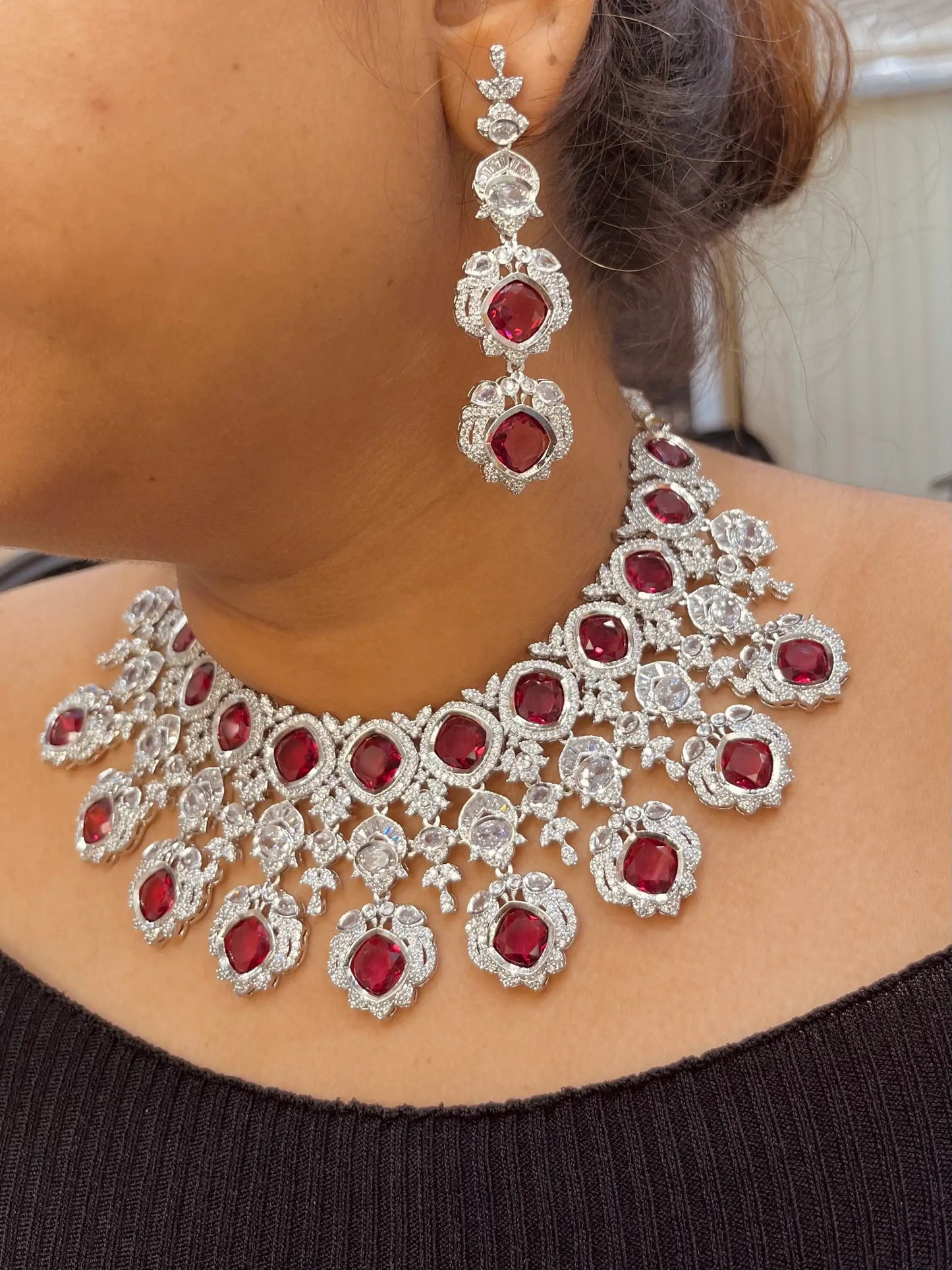 Zircon Necklace Set 3345 - Vijay & Sons