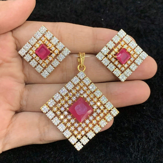 Zircon Pendant Sets 526266 - Vijay & Sons