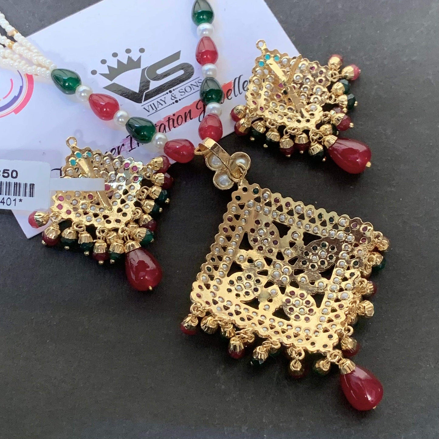Ruby Pendant Set 849294 - Vijay & Sons