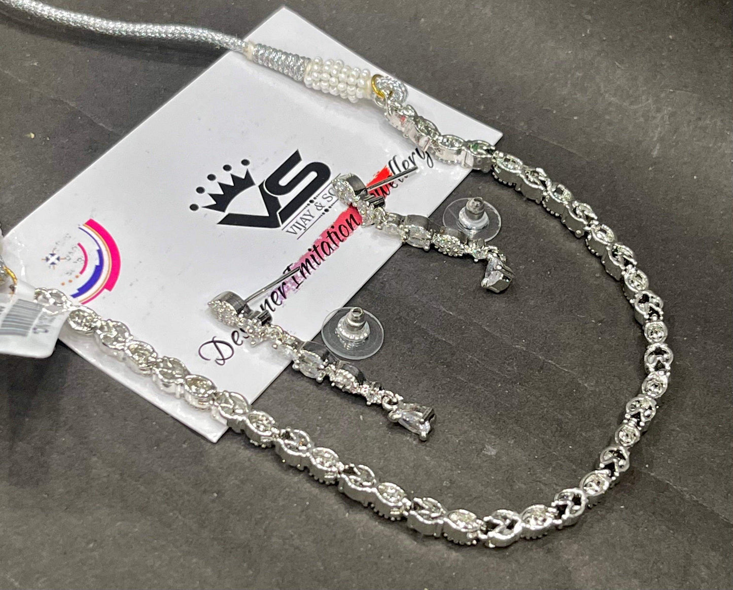 Zircon Necklace Set 3345 - Vijay & Sons