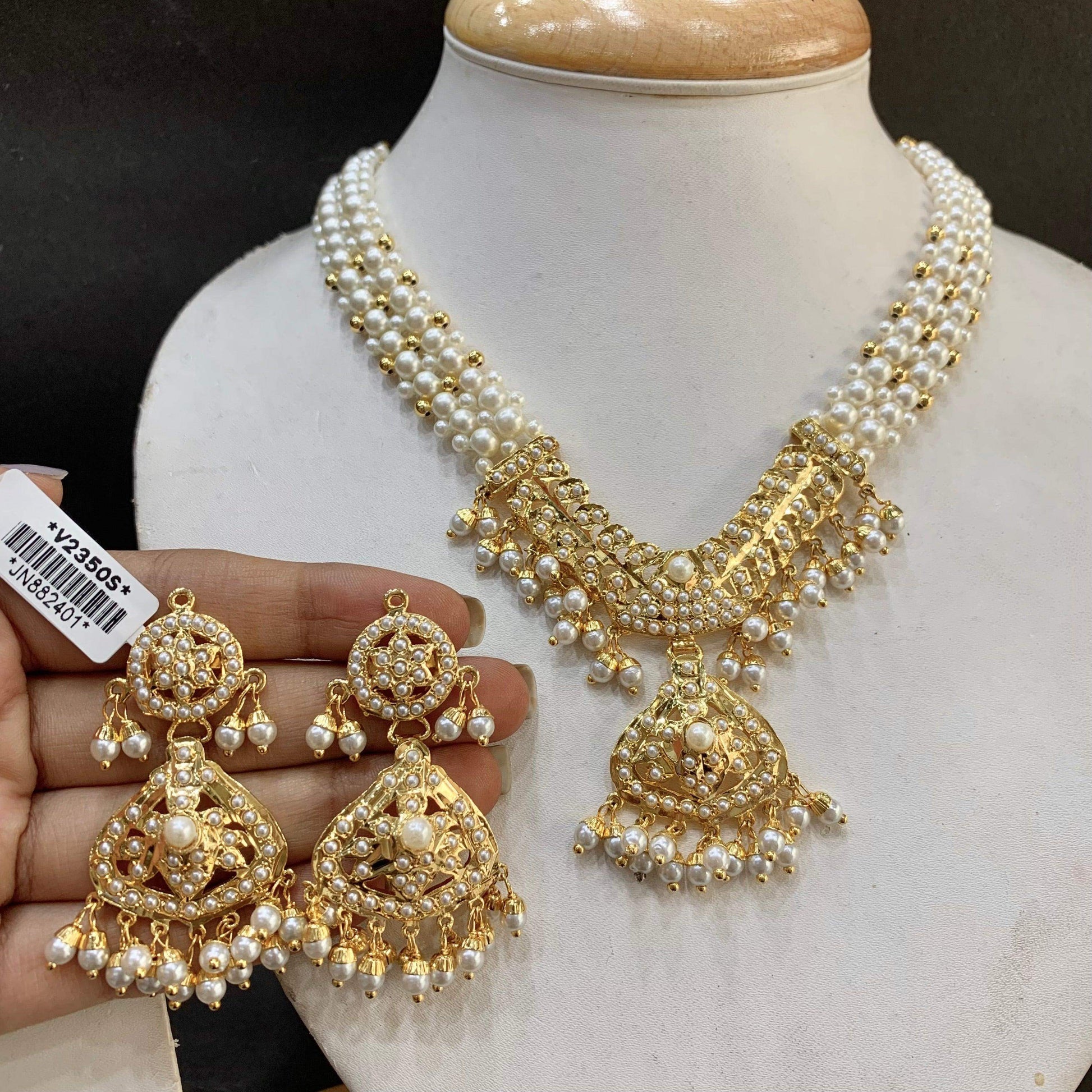 Jadau Necklace Set 058492 - Vijay & Sons