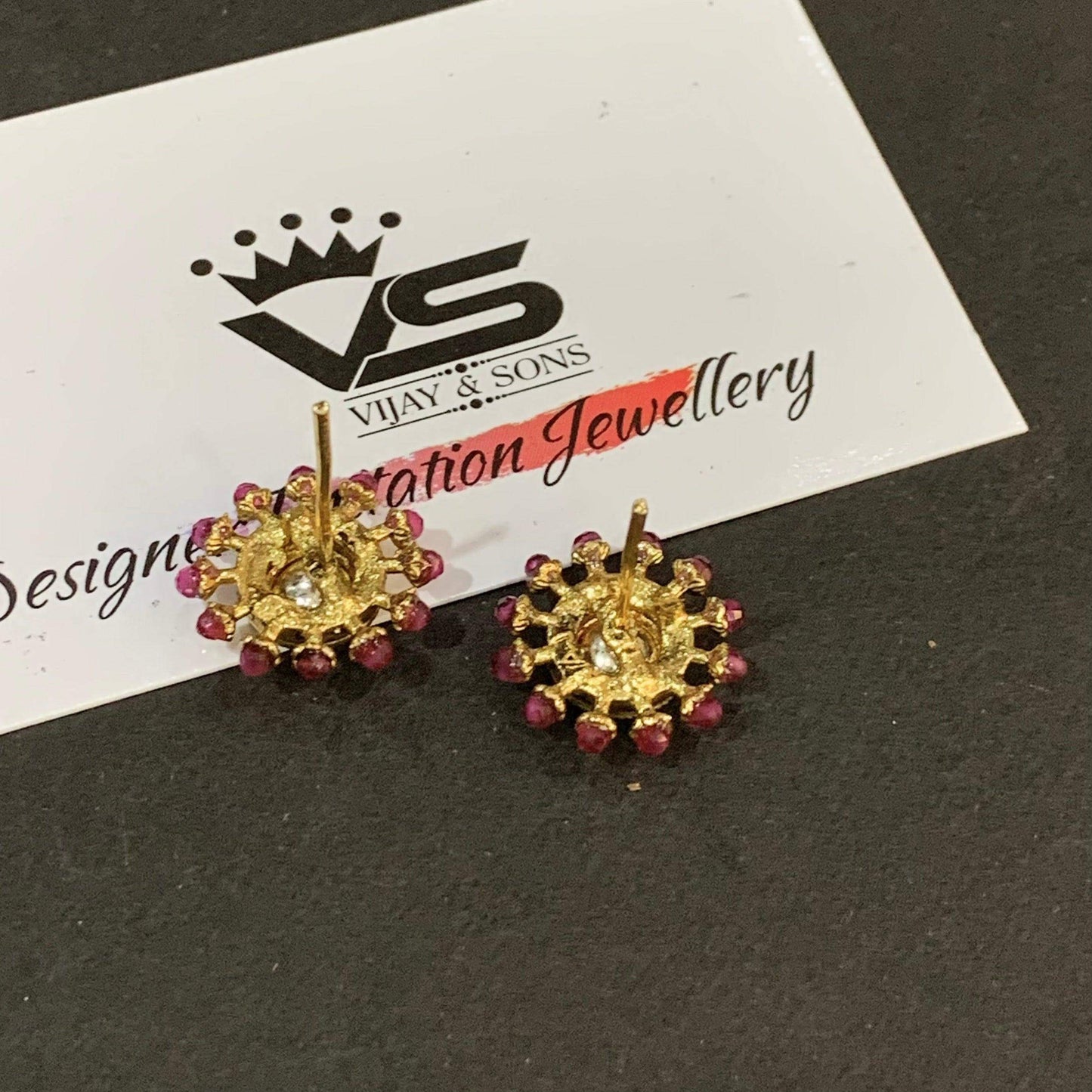 Stylish Gold ruby Stud Earrings - Vijay & Sons