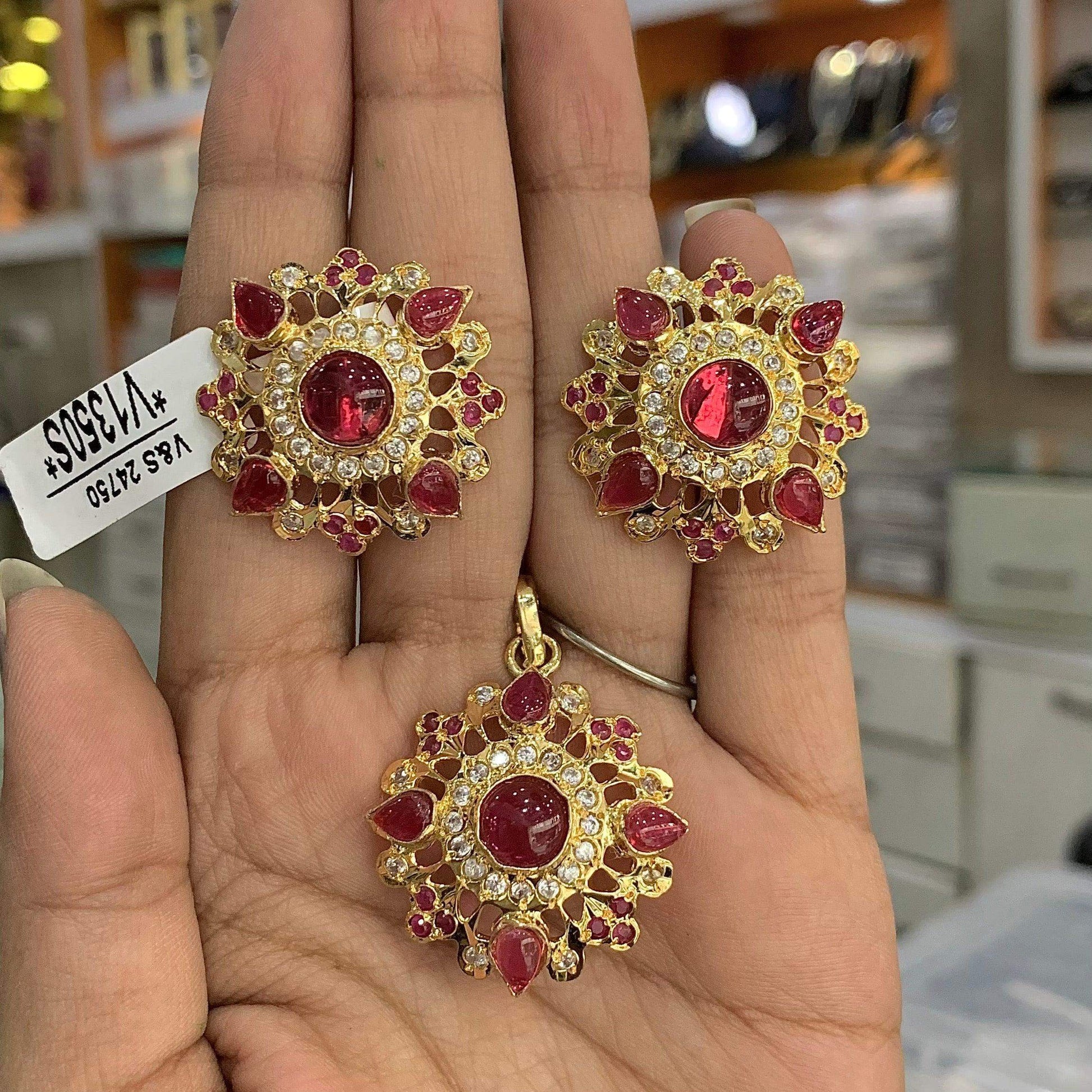 Jadau pendant set 45543 - Vijay & Sons