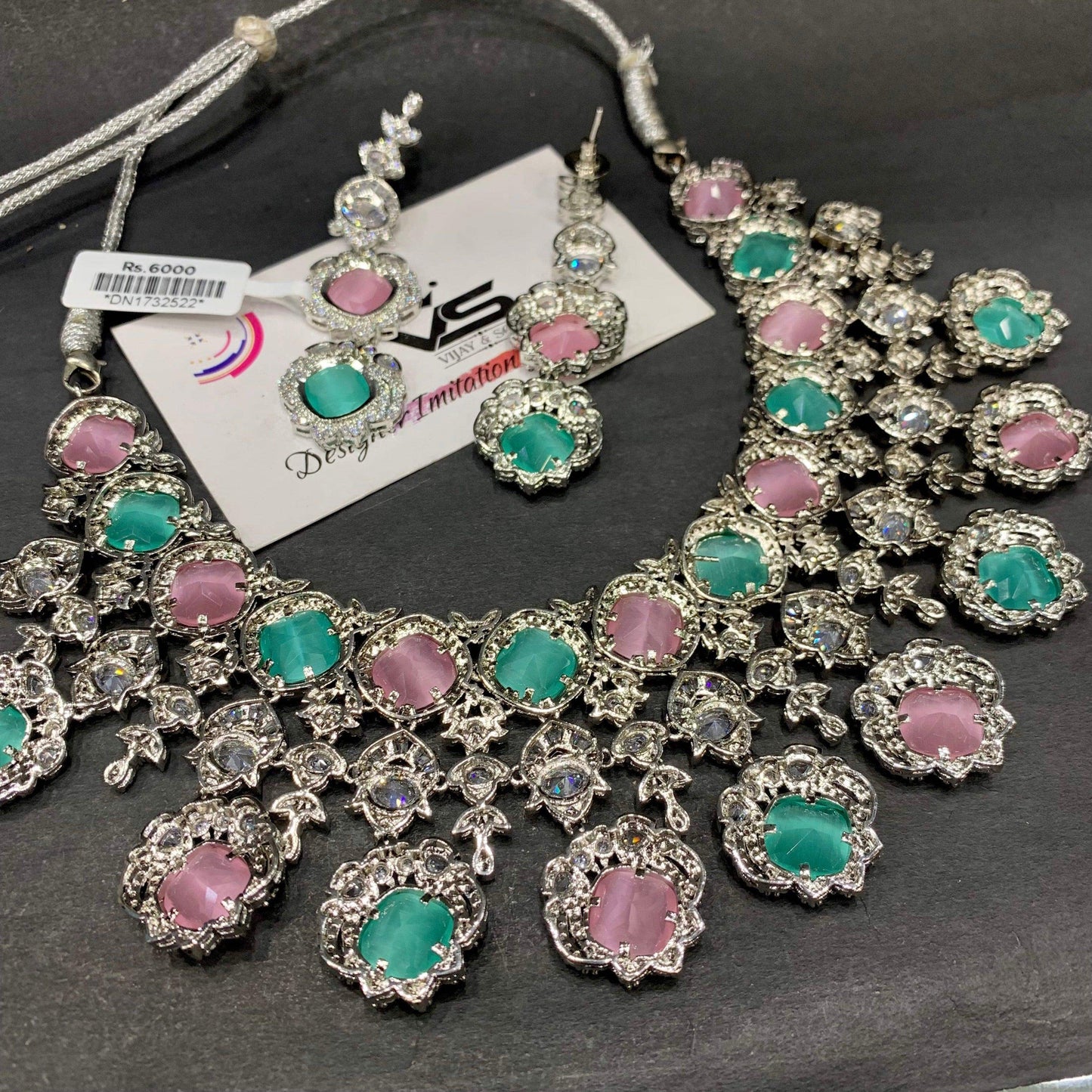 Zircon Necklace Set 3345 - Vijay & Sons