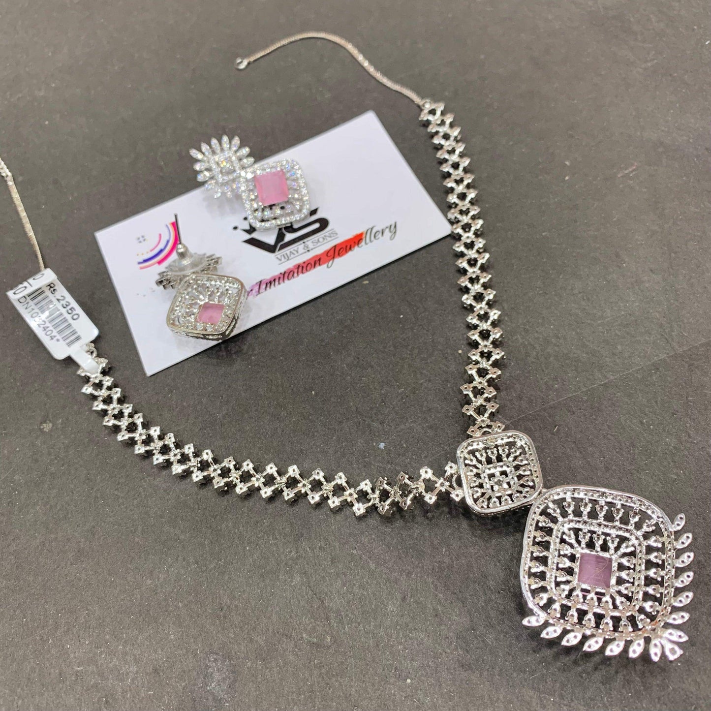Zircon Necklace Set 47846 - Vijay & Sons