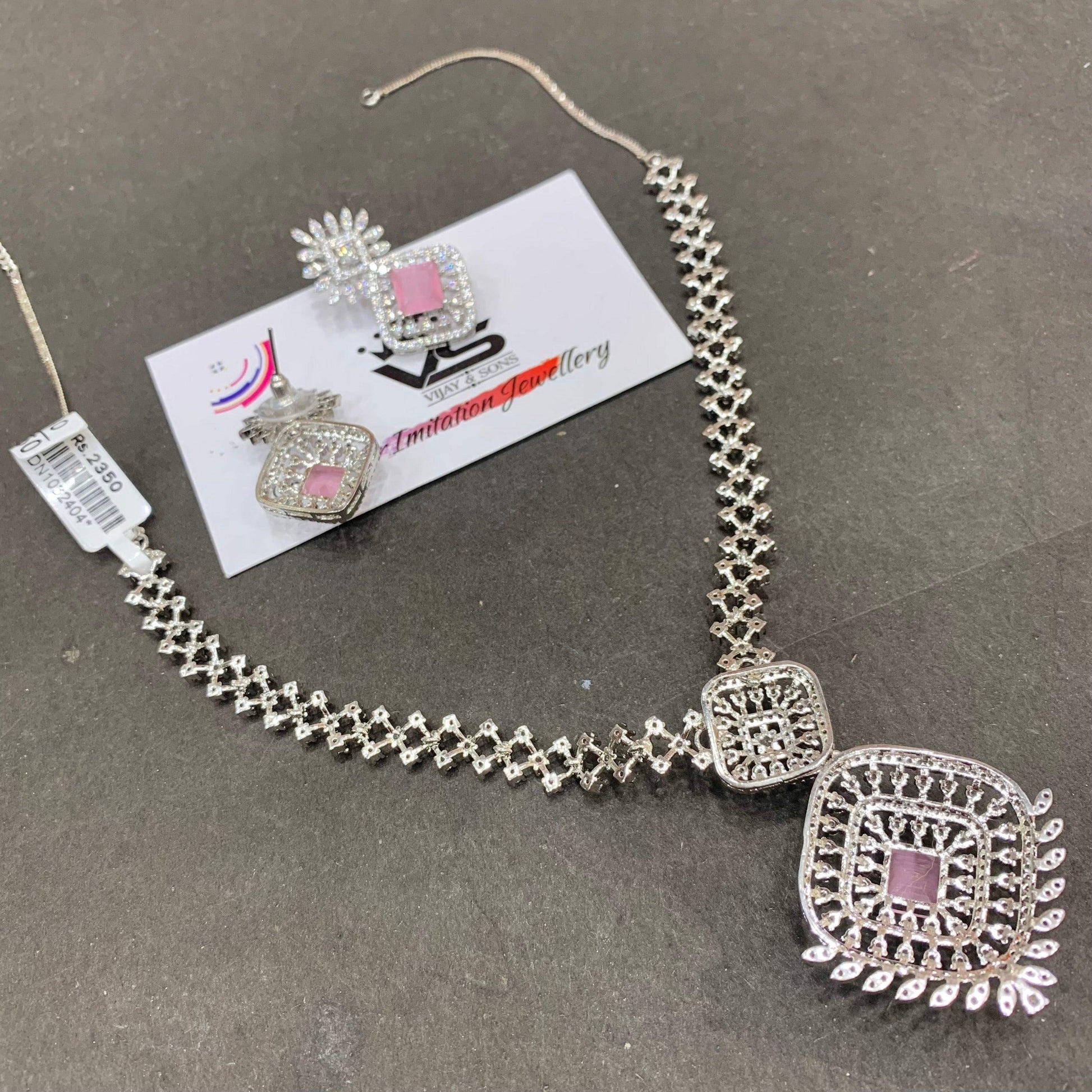 Zircon Necklace Set 47846 - Vijay & Sons