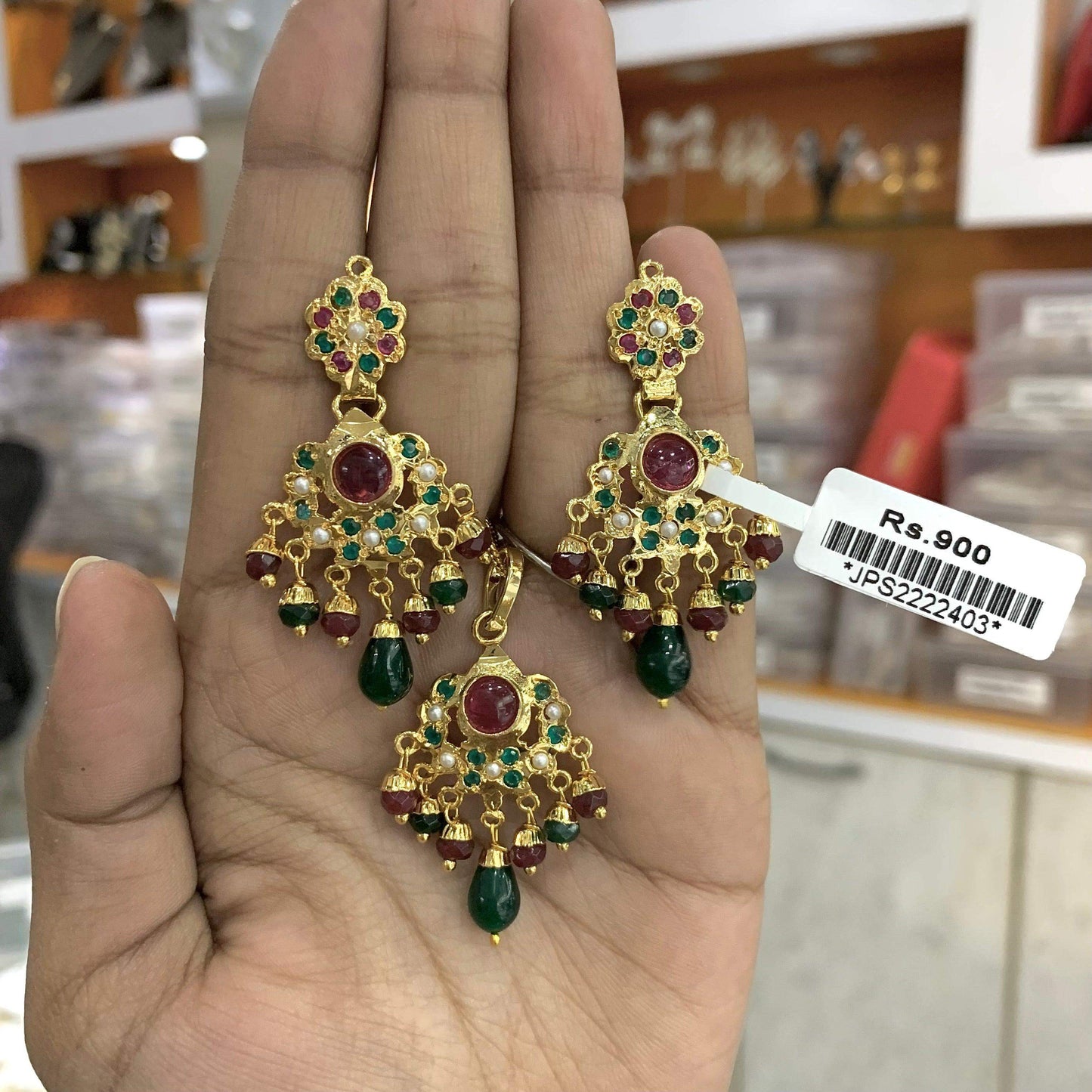 Jadau pendant set 819683 - Vijay & Sons