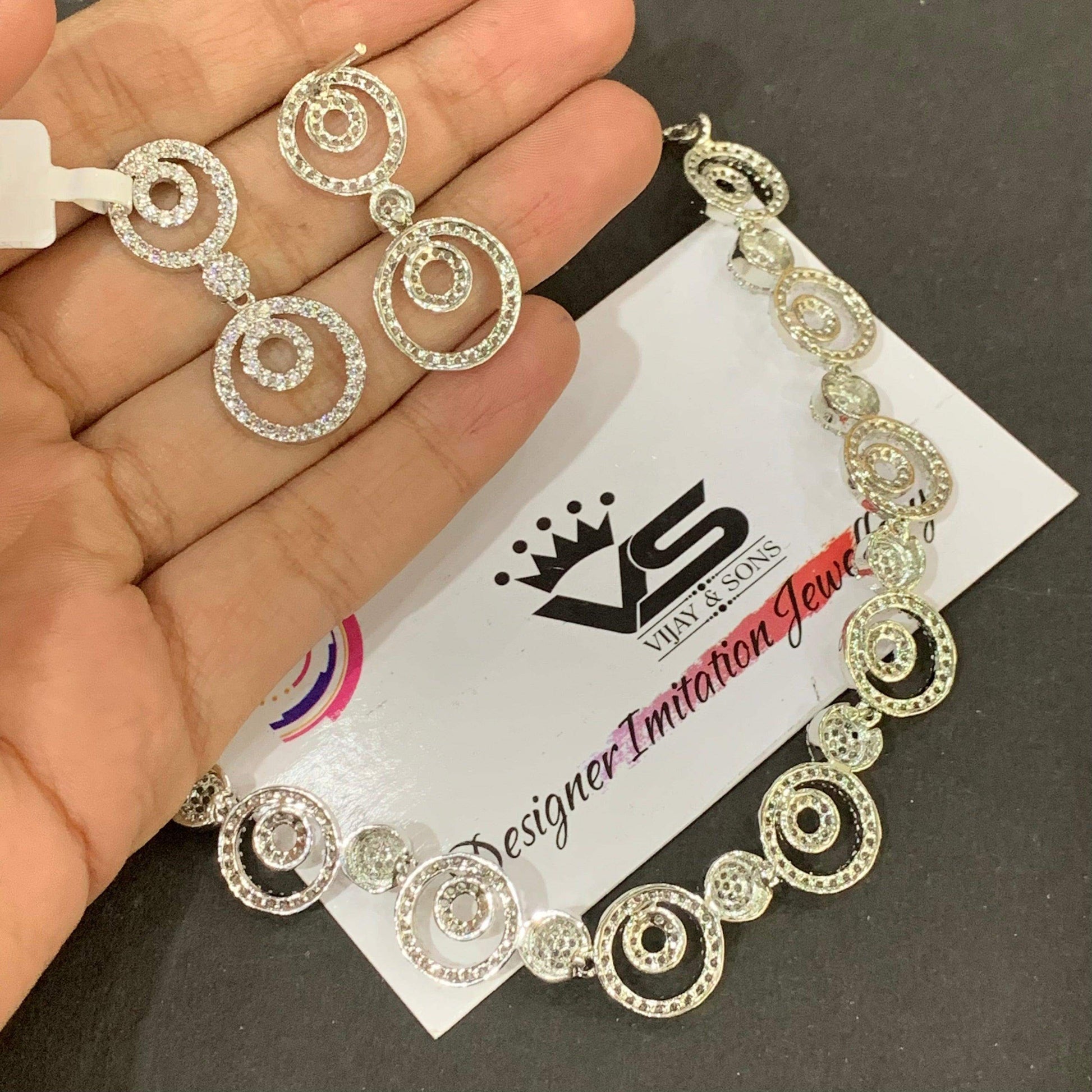 Zircon Necklace Set 235666 - Vijay & Sons