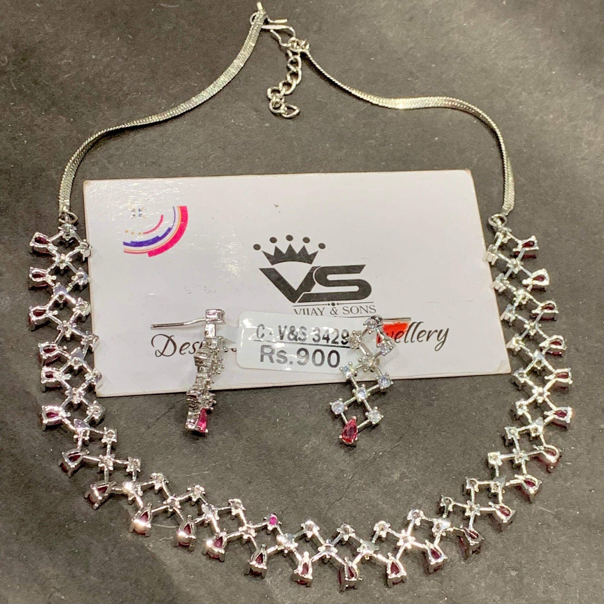 Zircon Necklace Set 99876 - Vijay & Sons
