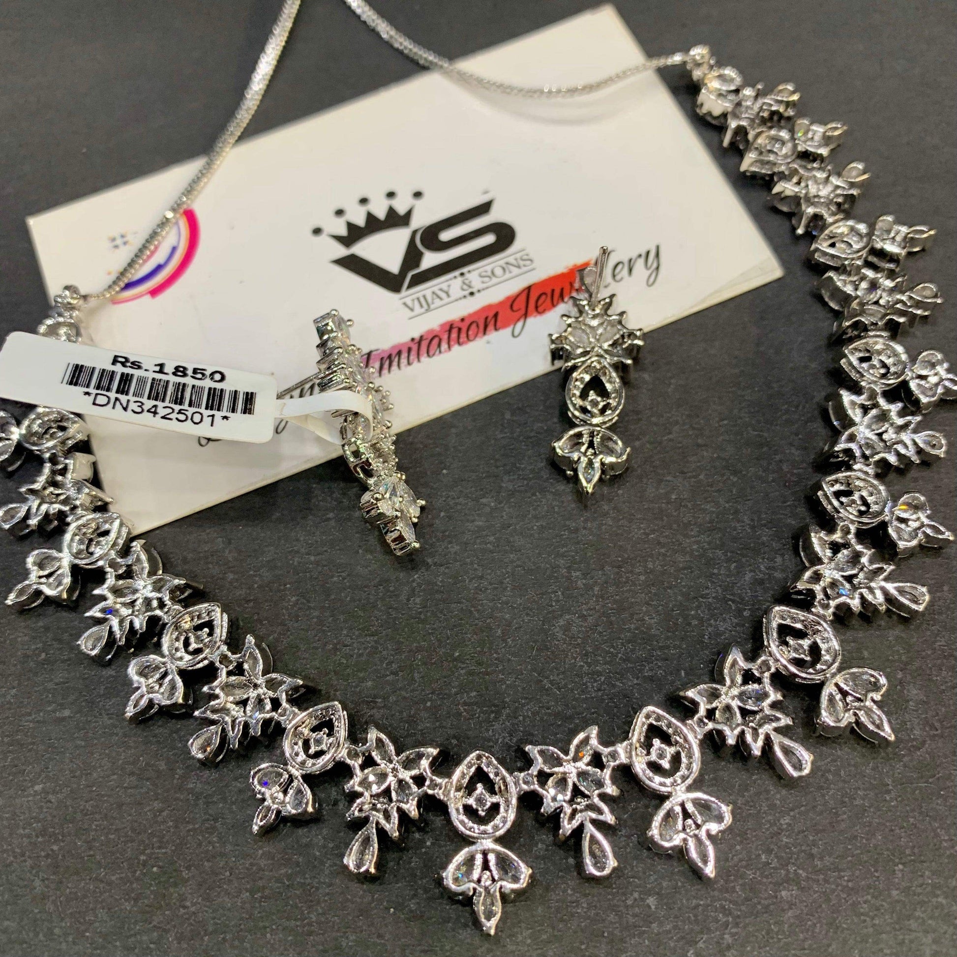 zircon Necklace Set 104820 - Vijay & Sons