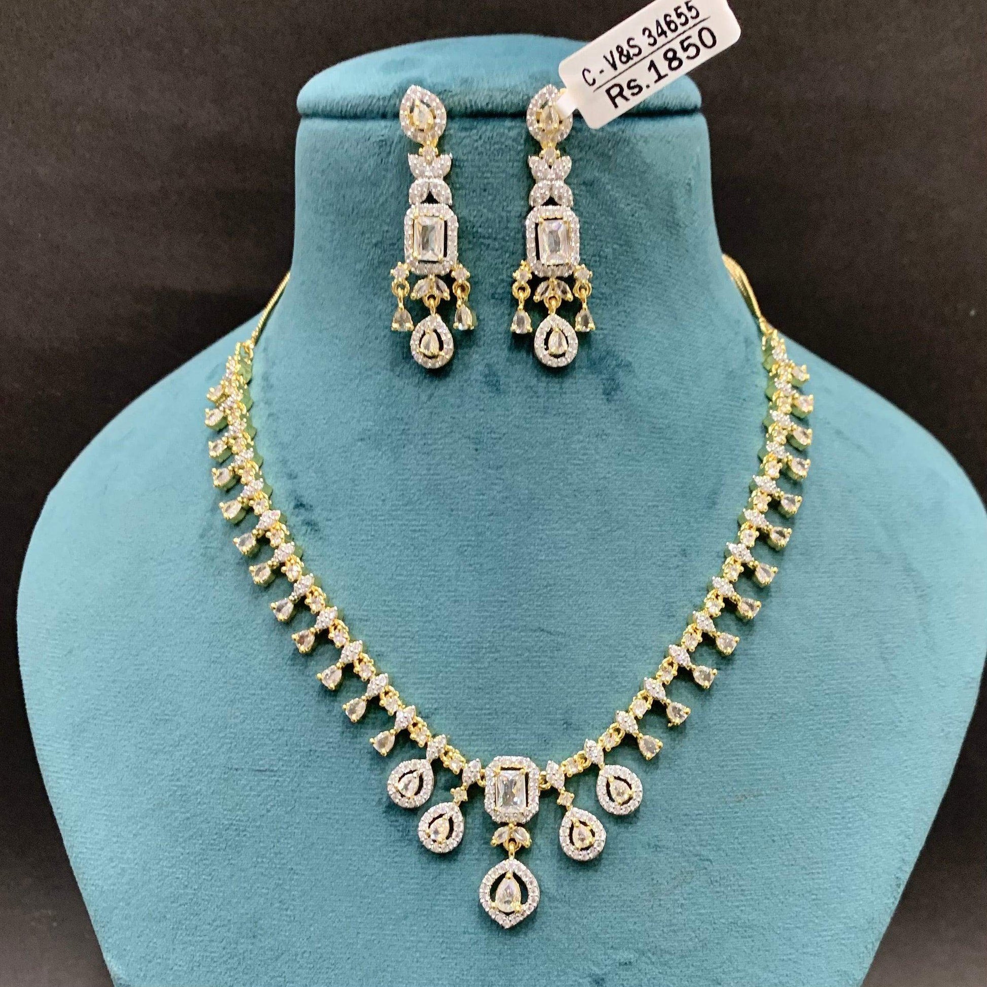 Zircon Necklace Set 12344 - Vijay & Sons