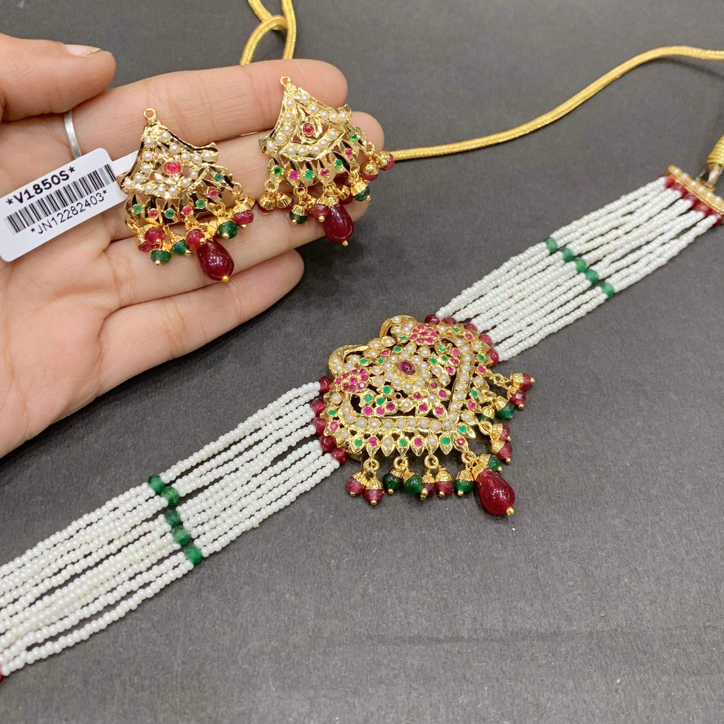 Jadau Necklace Set 45544 - Vijay & Sons