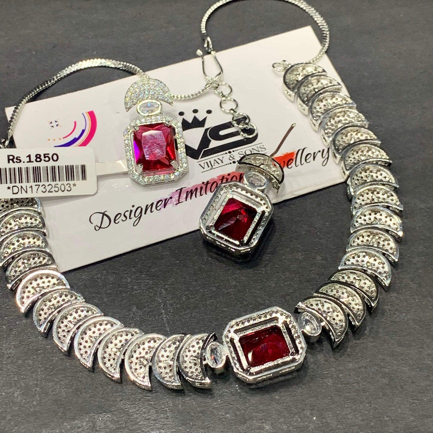 Zircon Necklace Set 45632 - Vijay & Sons