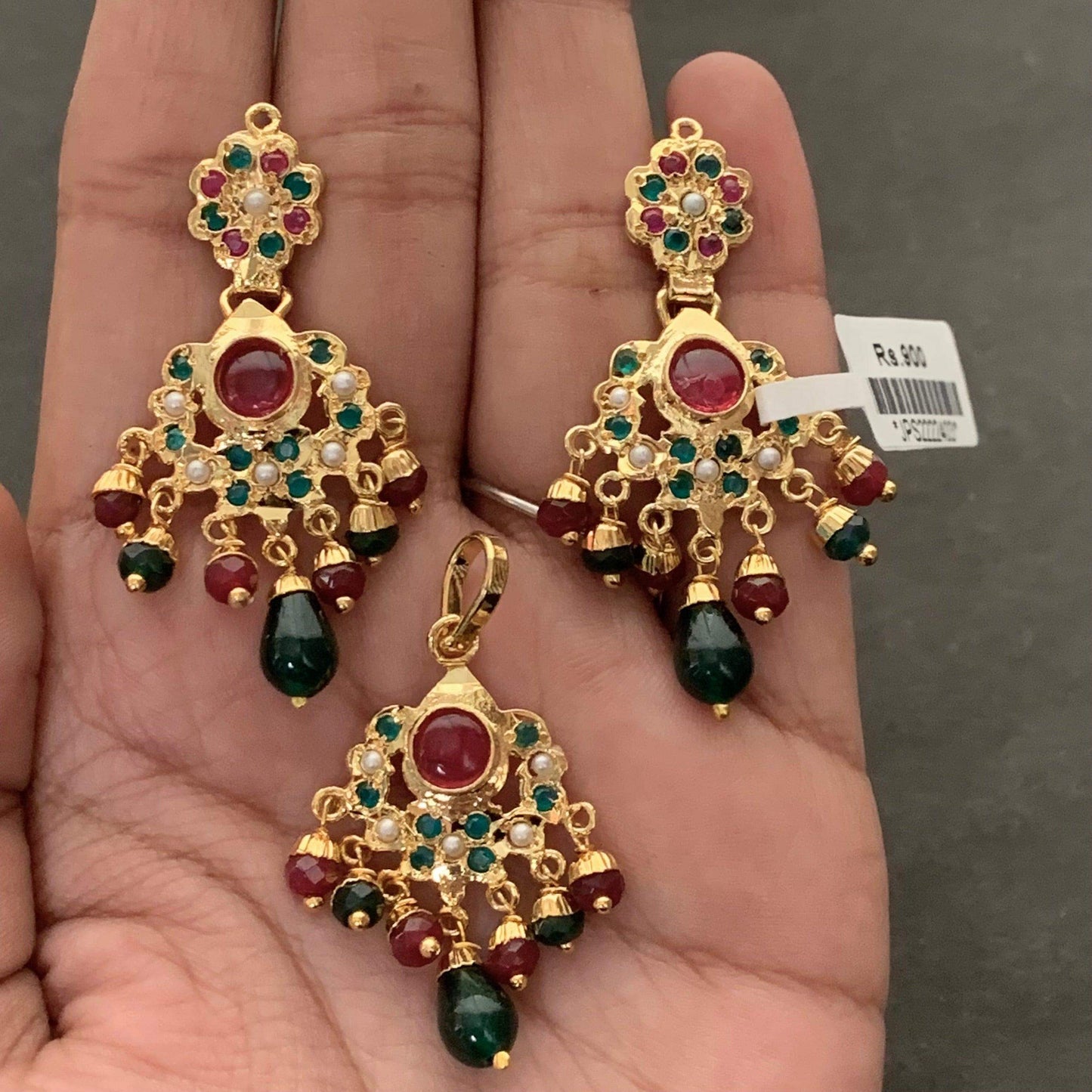 Jadau pendant set 819683 - Vijay & Sons