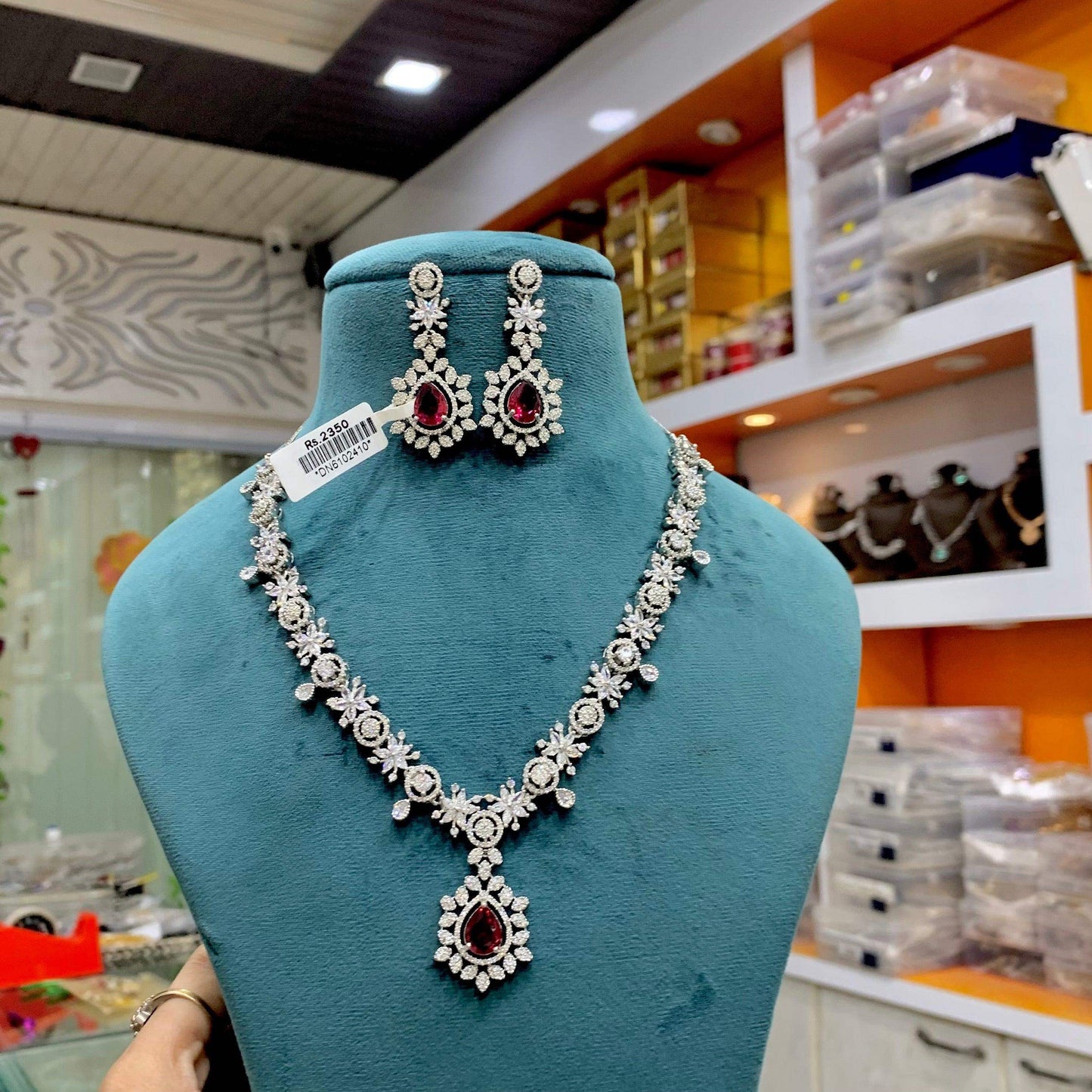 Zircon Necklace Set 478460 - Vijay & Sons