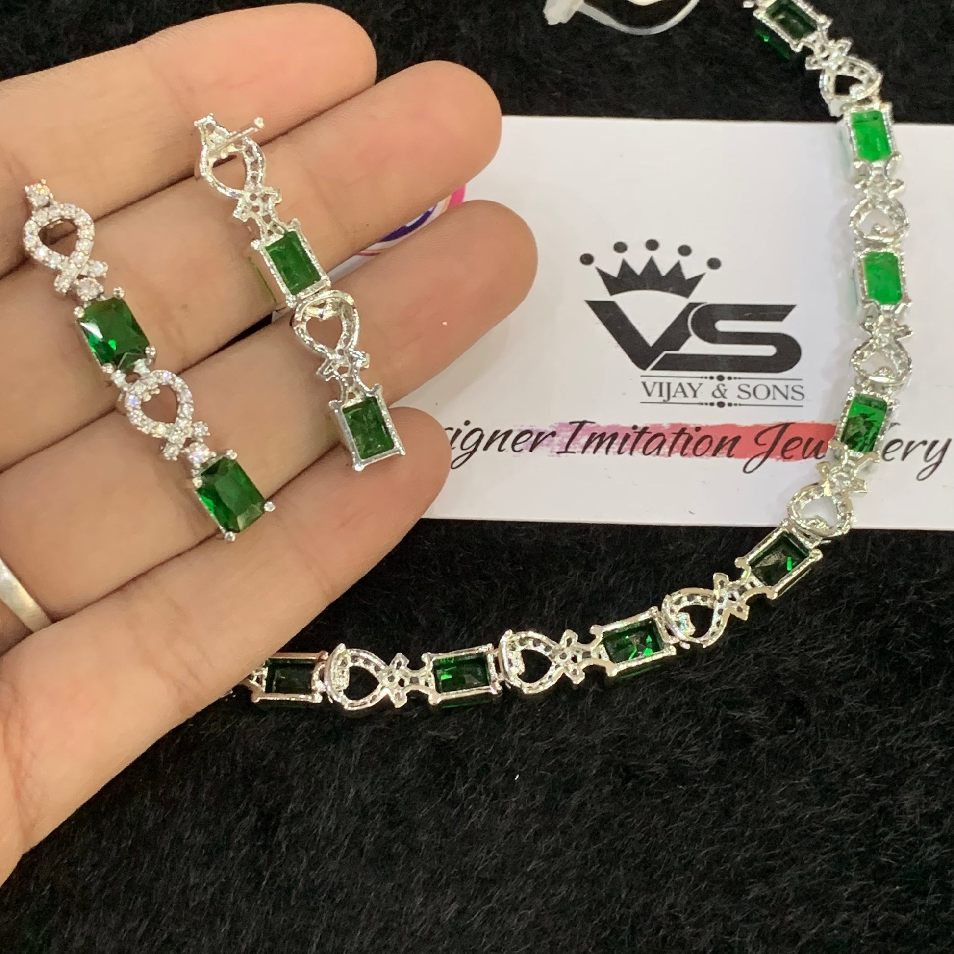 Zircon Necklace Set 6442 - Vijay & Sons