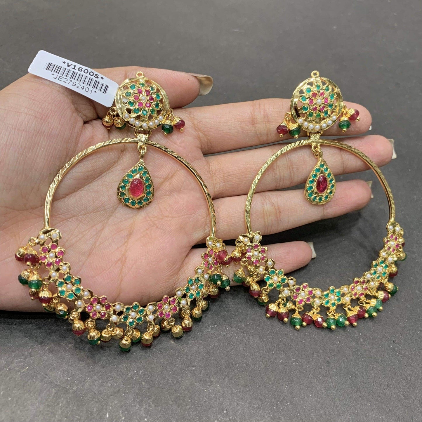 jadu chandbali flower shape earrings - Vijay & Sons