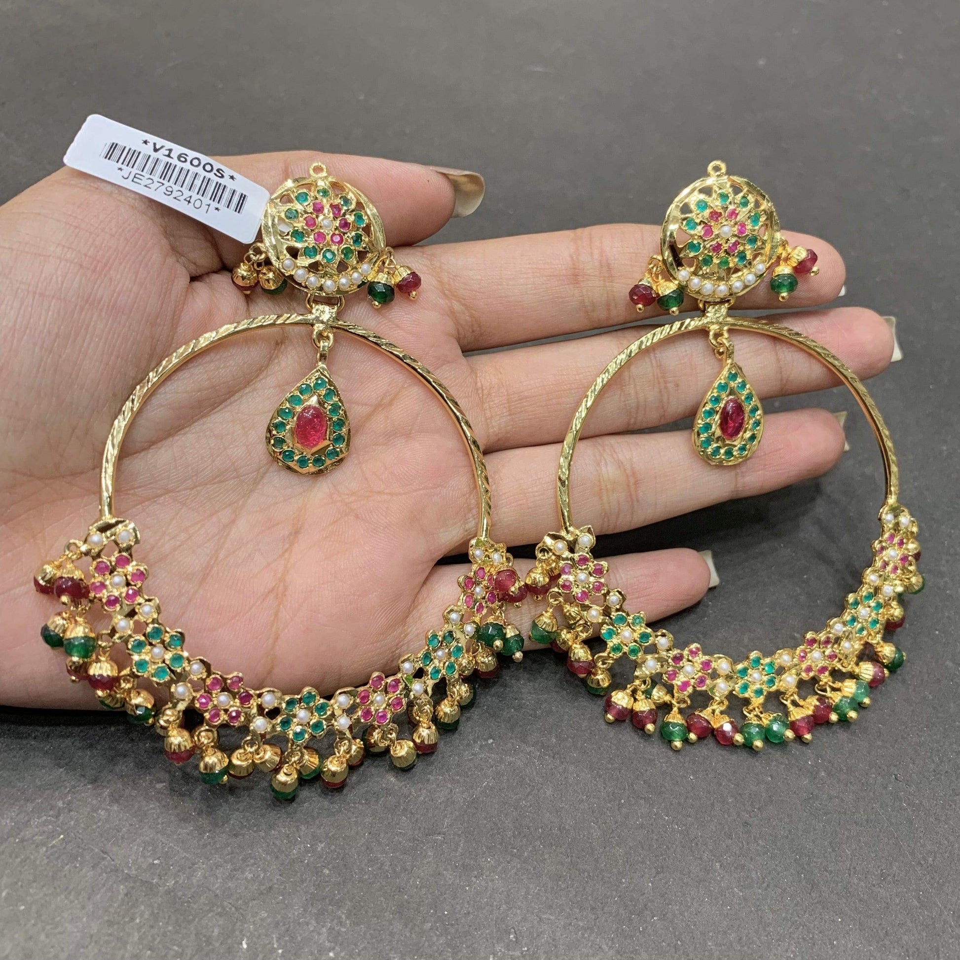 jadu chandbali flower shape earrings - Vijay & Sons