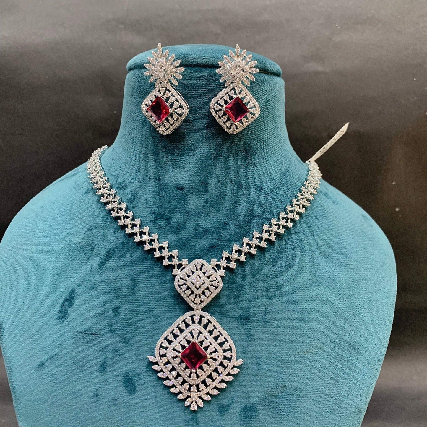 Zircon Necklace Set 47846 - Vijay & Sons