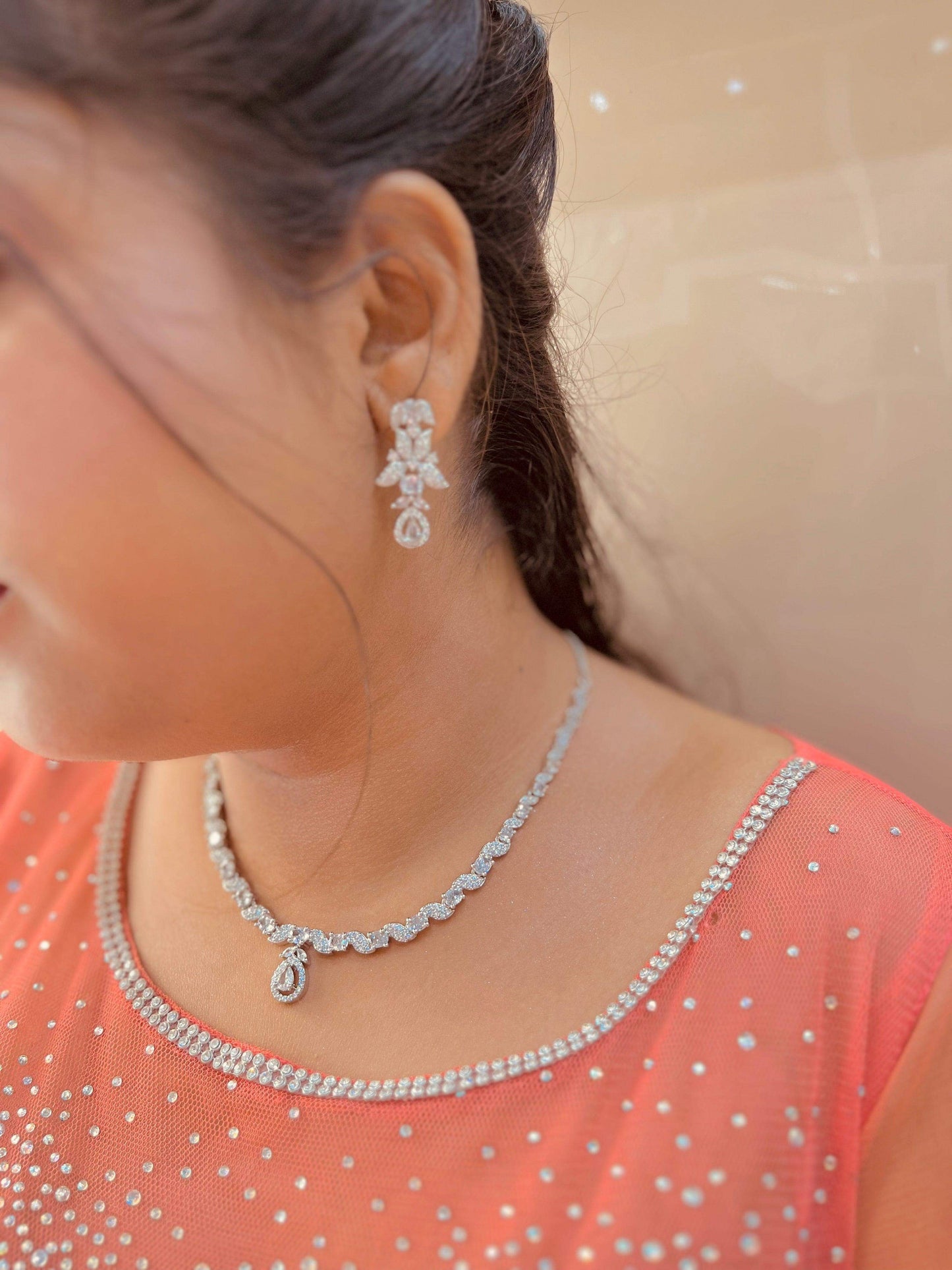 Zircon Necklace Set 22322 - Vijay & Sons