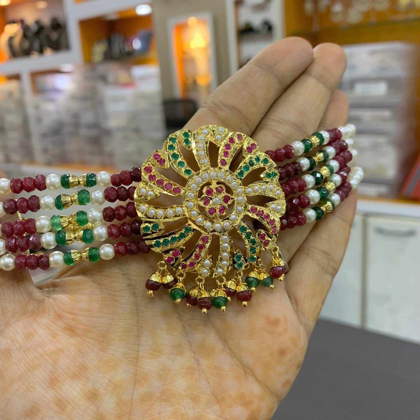 Jadau Necklace set 4449 - Vijay & Sons