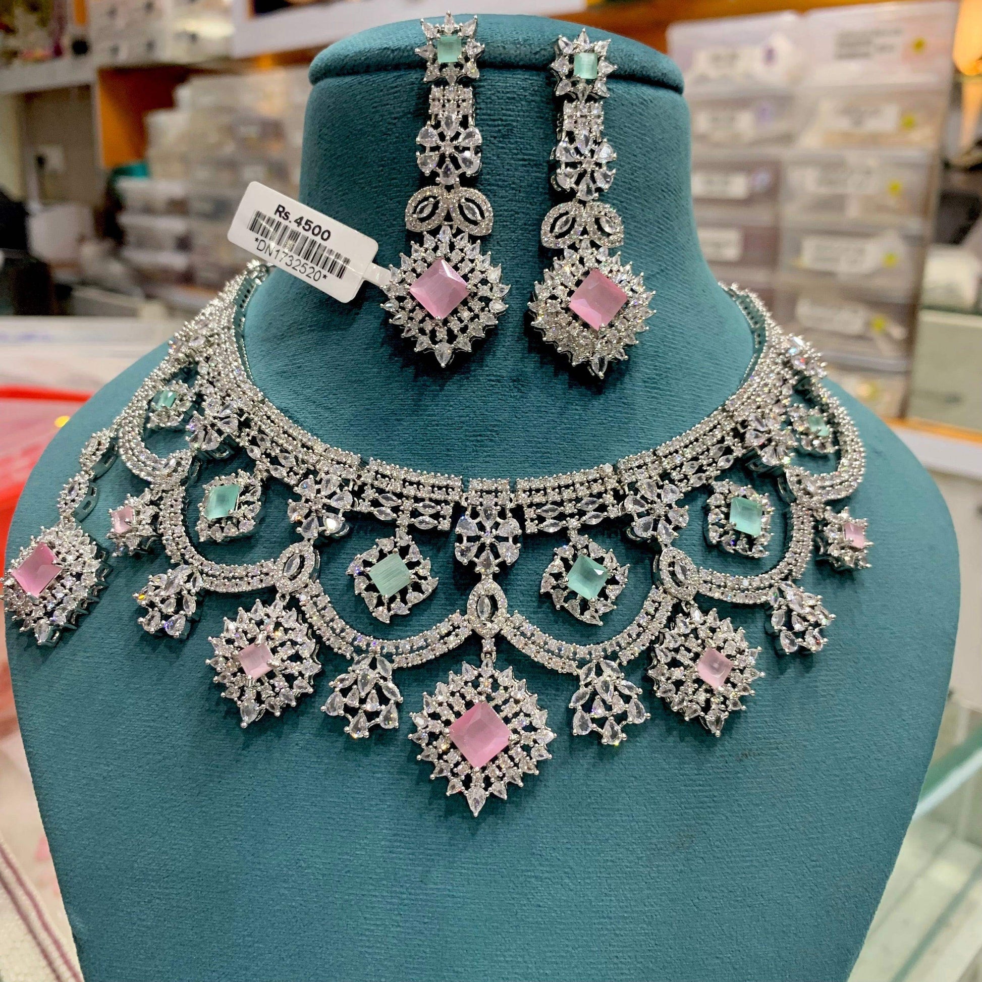 Zircon Necklace Set 368567 - Vijay & Sons