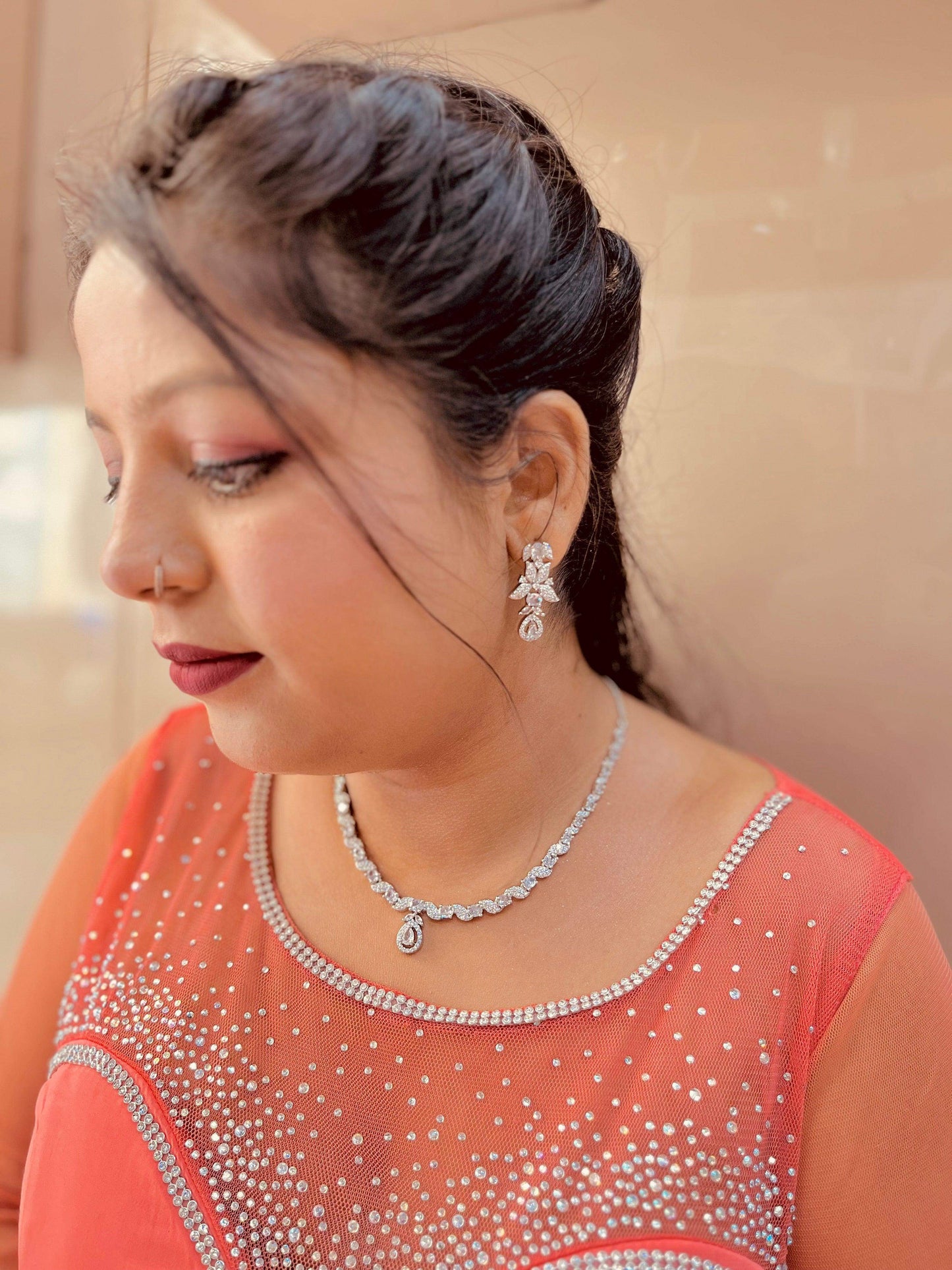 Zircon Necklace Set 22322 - Vijay & Sons