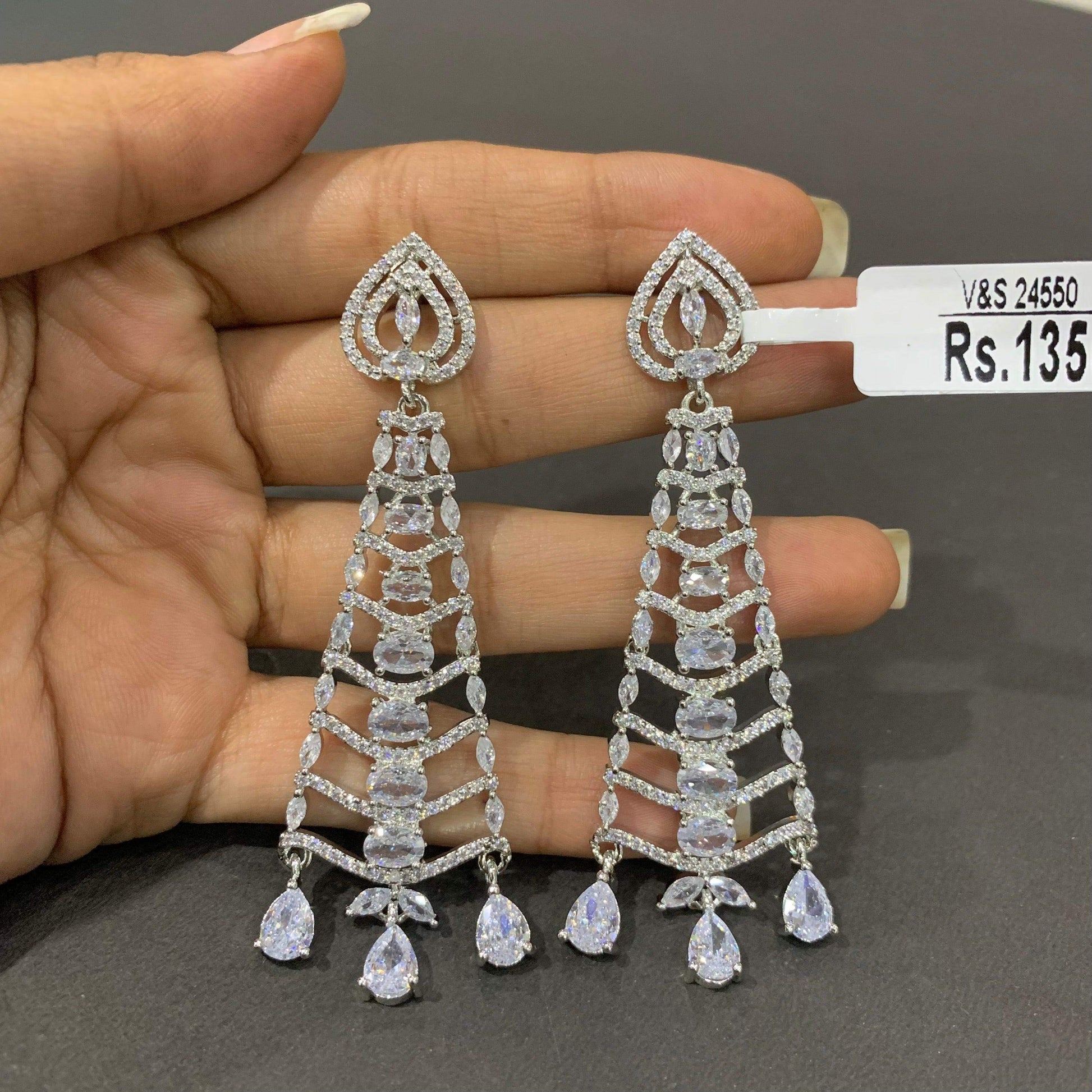 Zircon Earrings 46566 - Vijay & Sons