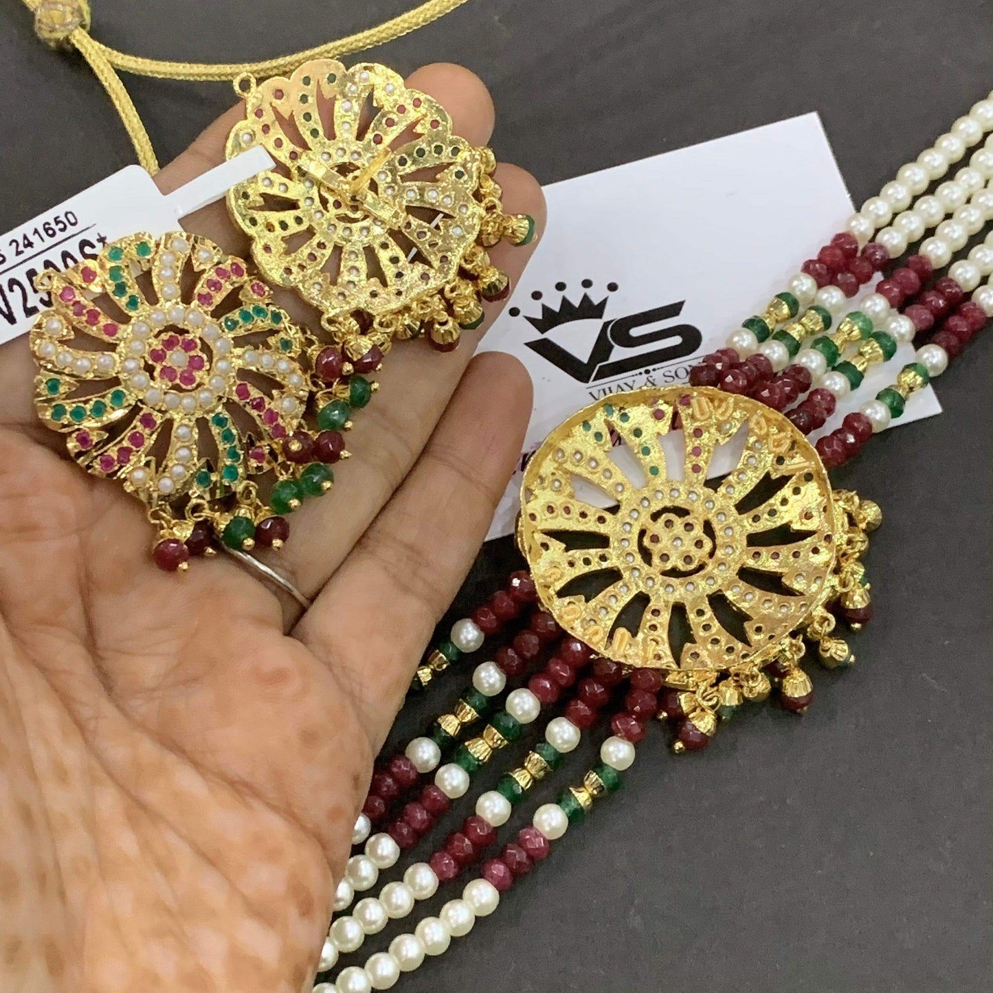 Jadau Necklace set 4449 - Vijay & Sons