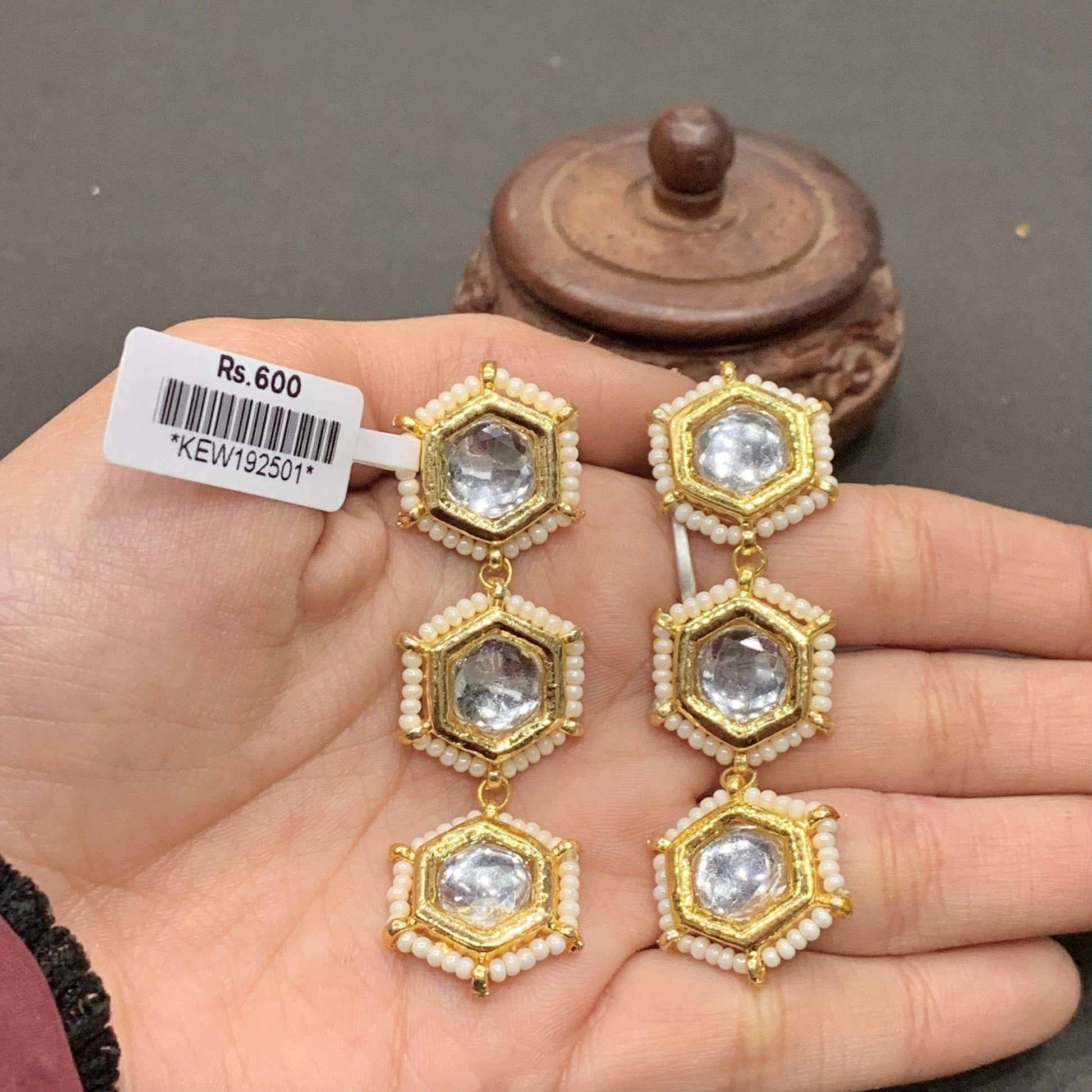 Kundan Stone Stud Earrings - Vijay & Sons