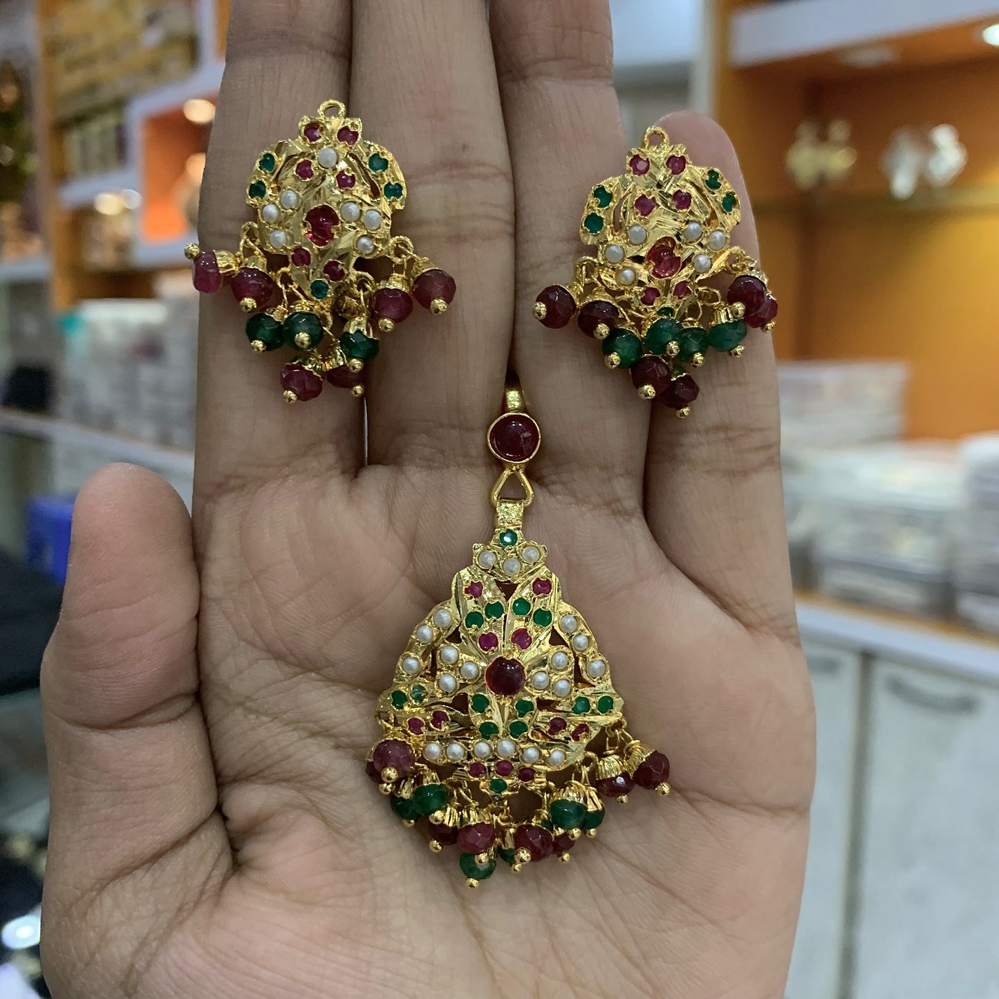 Jadau Pendant Set 2947290 - Vijay & Sons