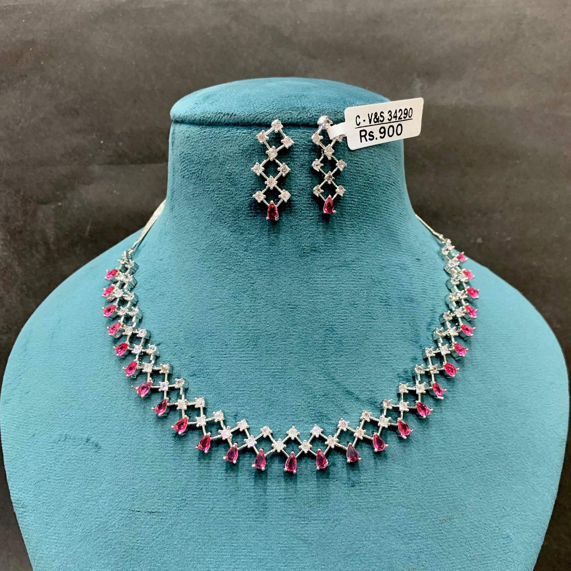 Zircon Necklace Set 99876 - Vijay & Sons