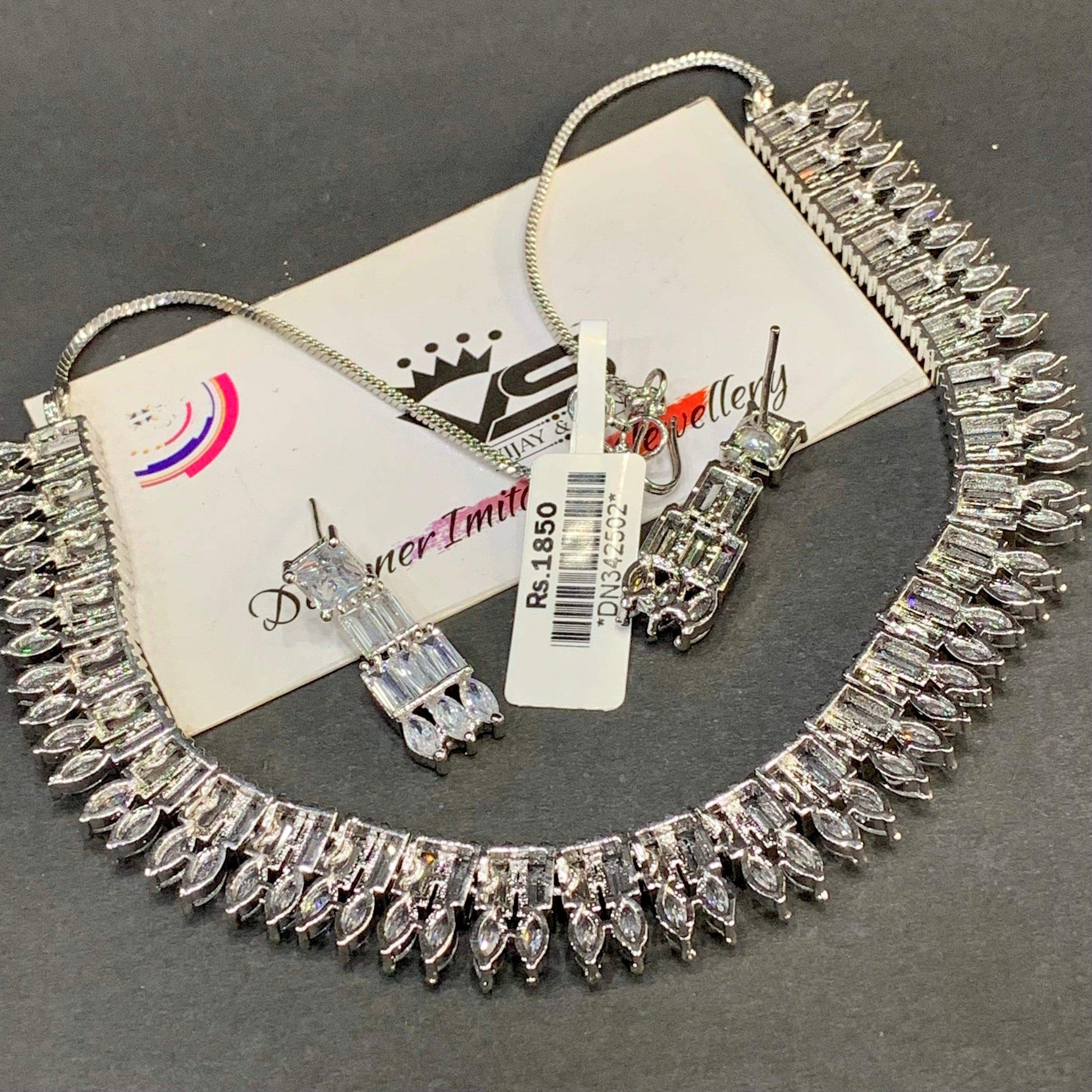 Zircon Necklace Set 3532 - Vijay & Sons