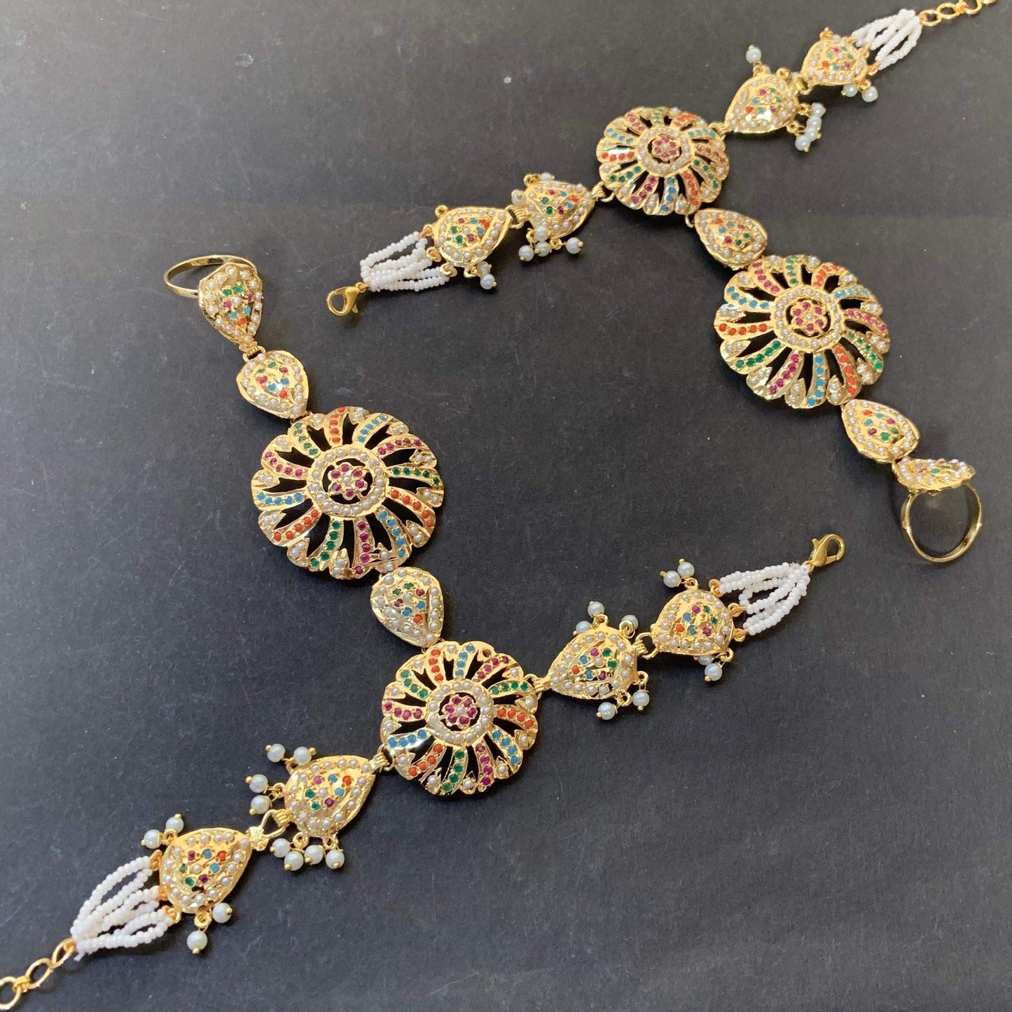 Jadau Ring adjustable size 294719 - Vijay & Sons